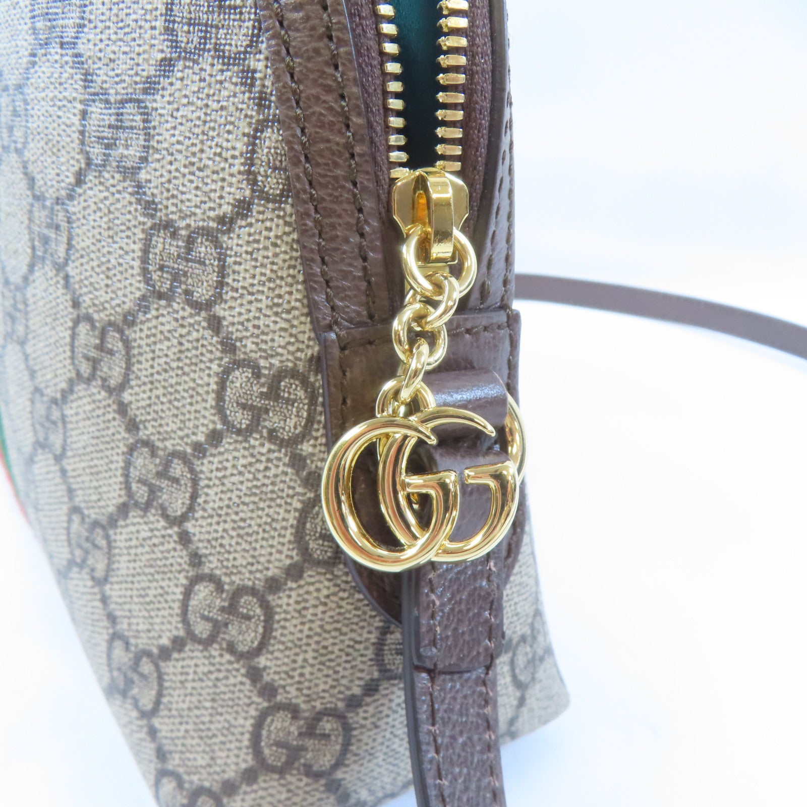 GUCCI 塗層帆布Ophidia GG金扣肩背袋啡色