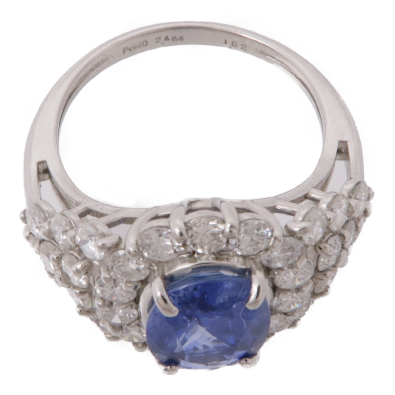 JEWELRY PT950鉑金Sapphire/Diamond Ring 藍寶石/鑽石戒指US#6