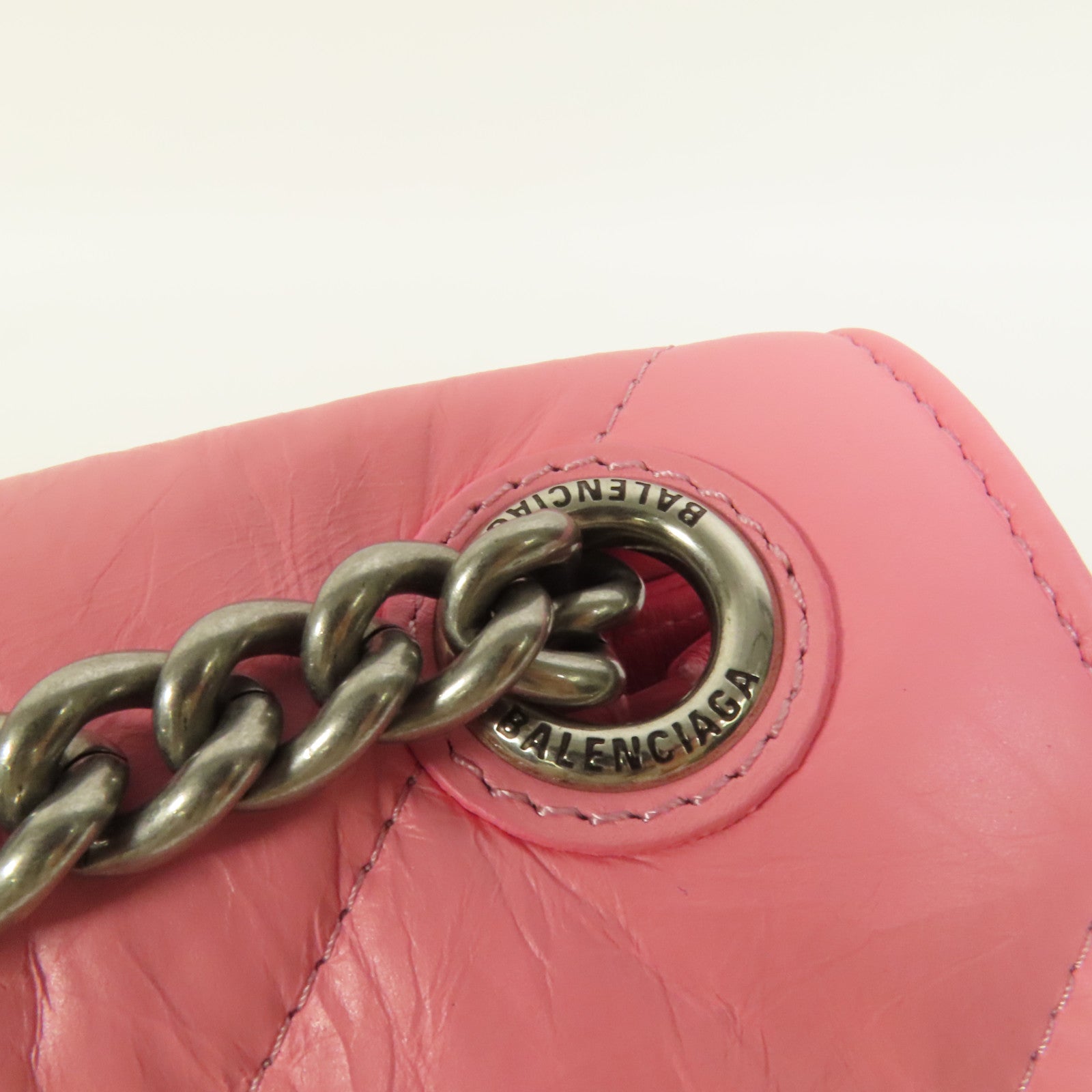 BALENCIAGA 牛皮皮革Crush Small銀扣鏈帶肩背袋