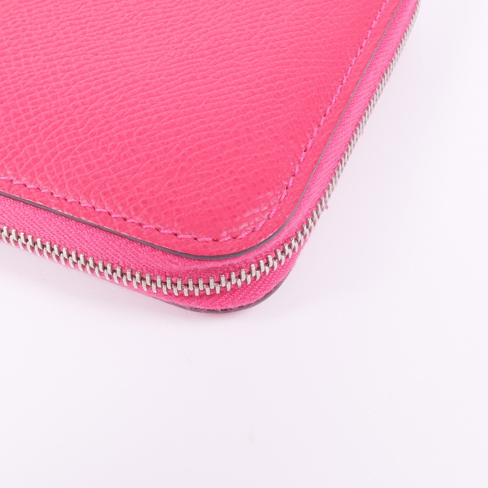 HERMES Epsom皮革Silk'In Compact Wallet銀扣錢包Rose Extreme