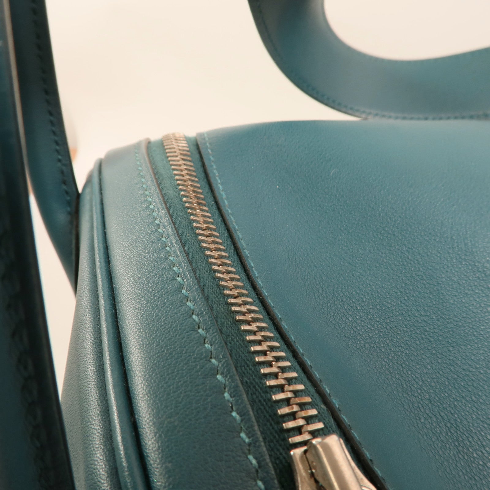 HERMES Swift皮革Lindy 30銀扣手挽肩背兩用袋Bleu De Galice