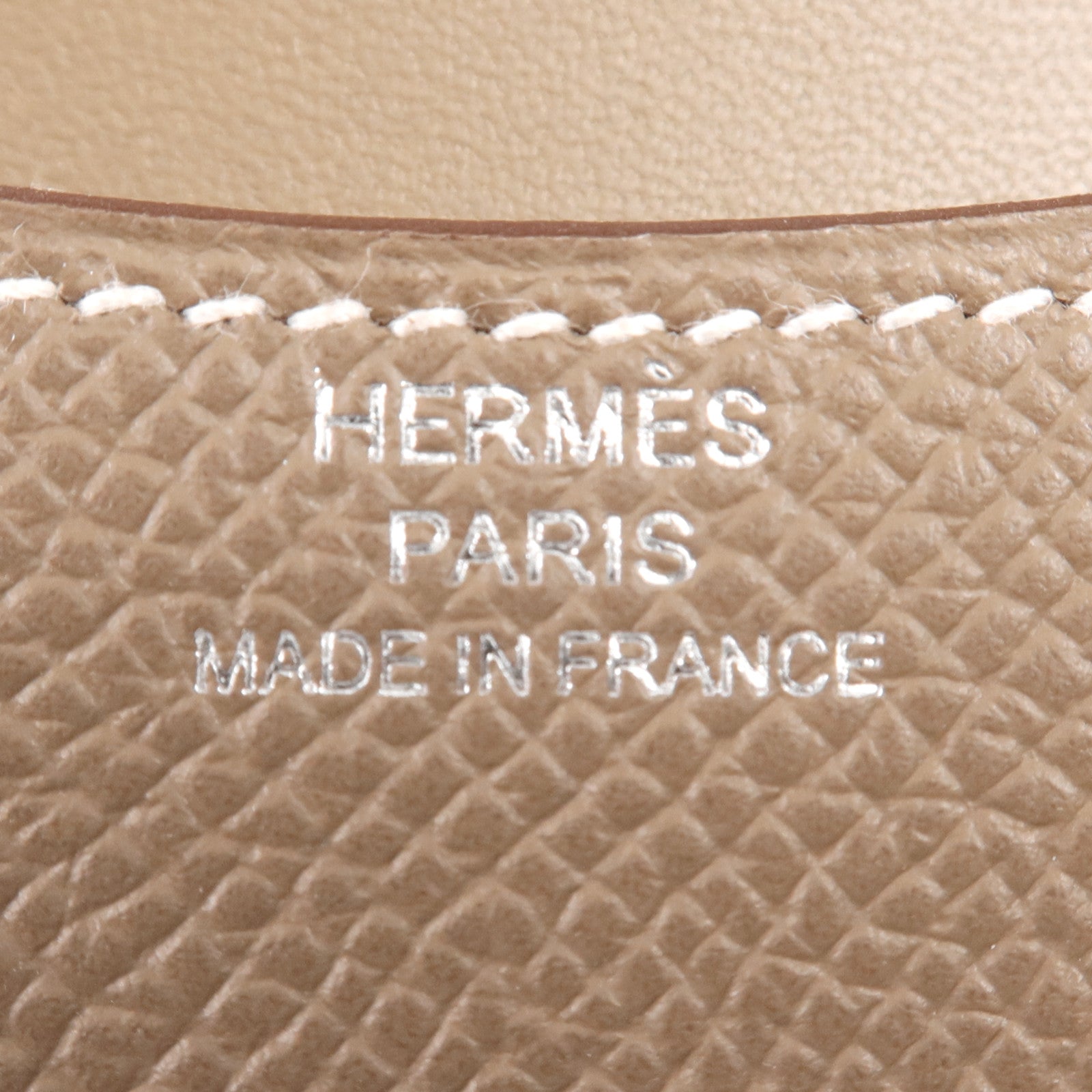 HERMES Evercolor皮革Constance Slim銀扣錢包Etoupe