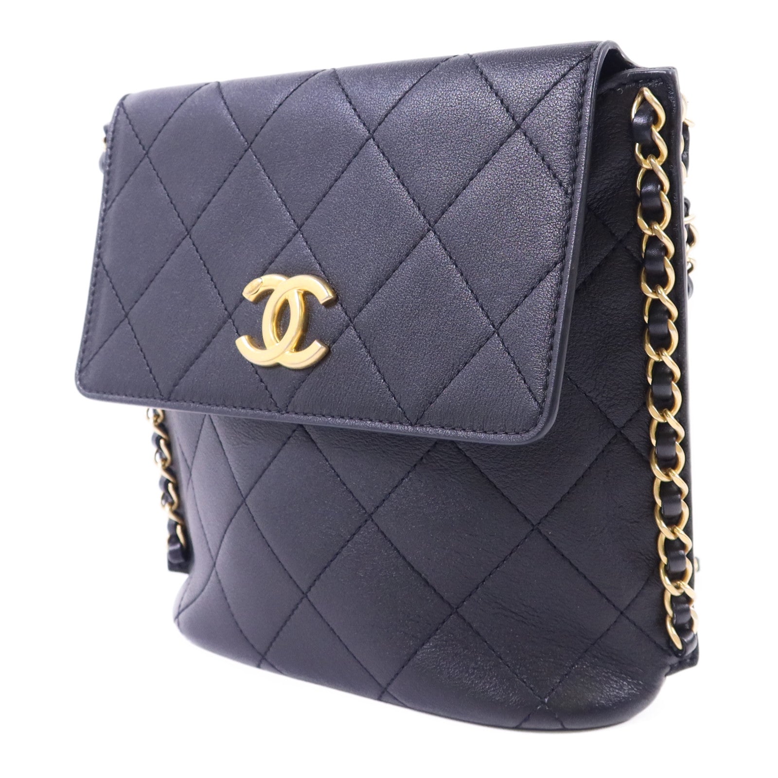 CHANEL 牛皮皮革Chain Shoulder Bag金扣鏈帶肩背袋
