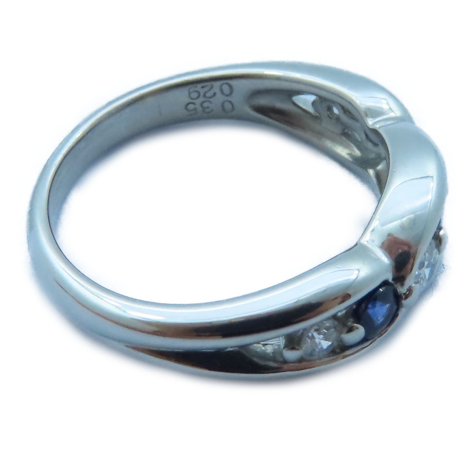 JEWELRY 【激減優惠】PT900白金Sapphire/Diamond Ring 0.35ct藍寶石/0.29ct鑽石戒指US#6.25