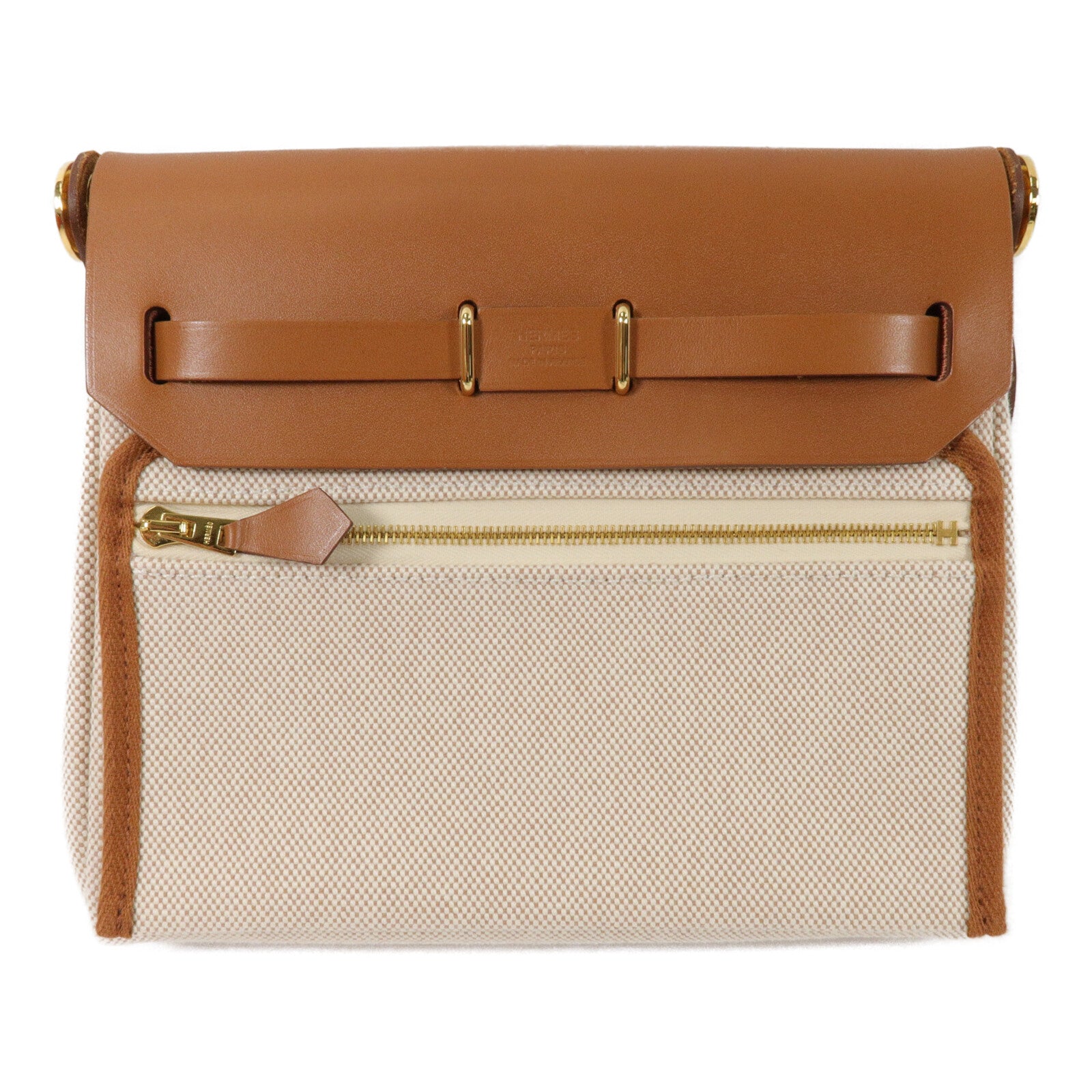 HERMES 帆布Mini Herbag肩背袋Gold