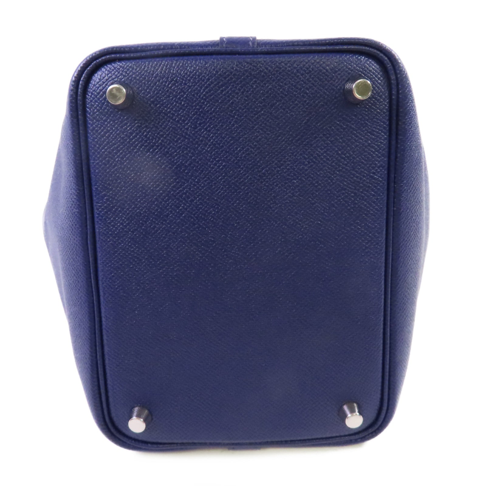 HERMES Epsom皮革Picotin PM Tote Bag銀扣手挽袋藍色