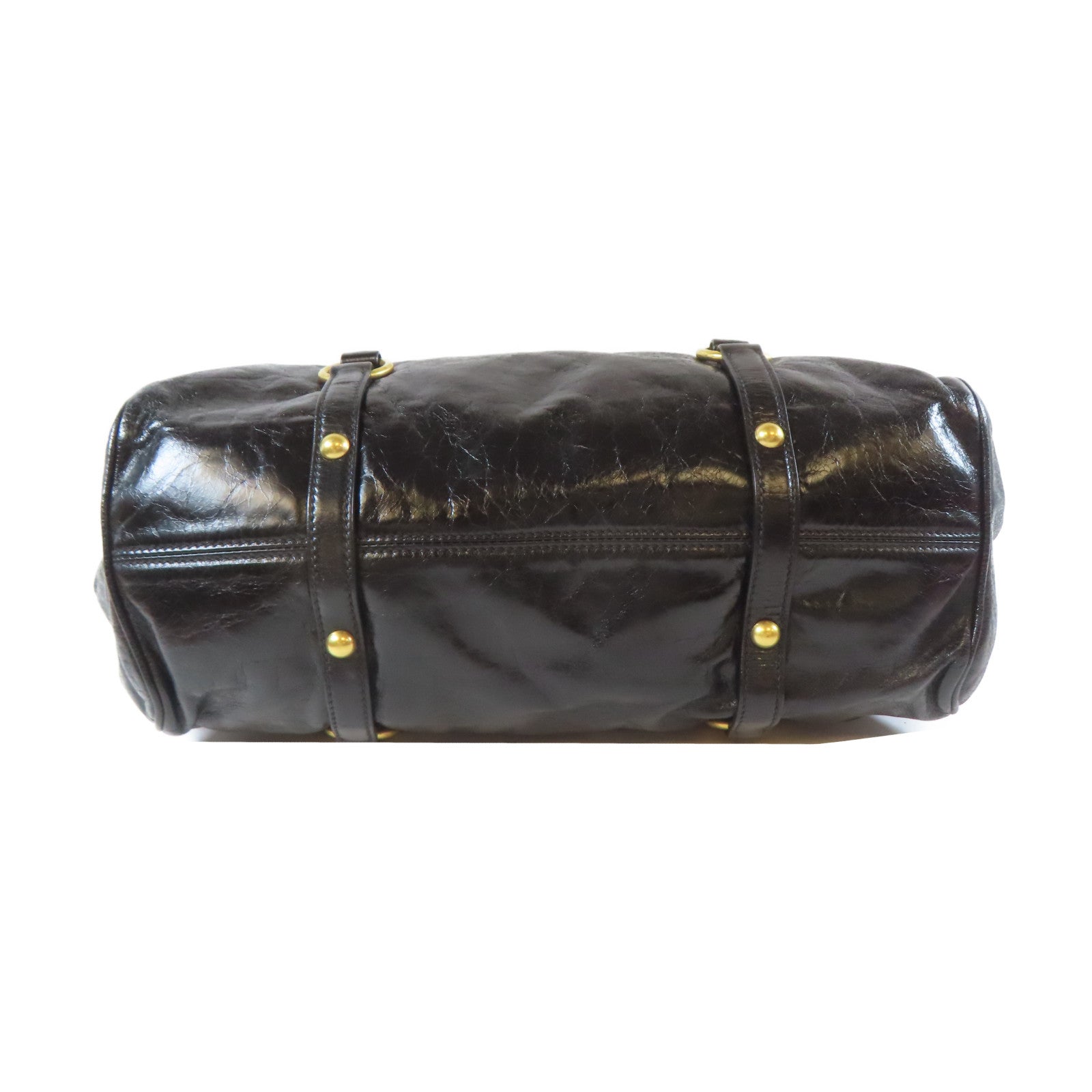 Miu Miu 皮革Shoulder Bag金扣手挽肩背兩用袋黑色