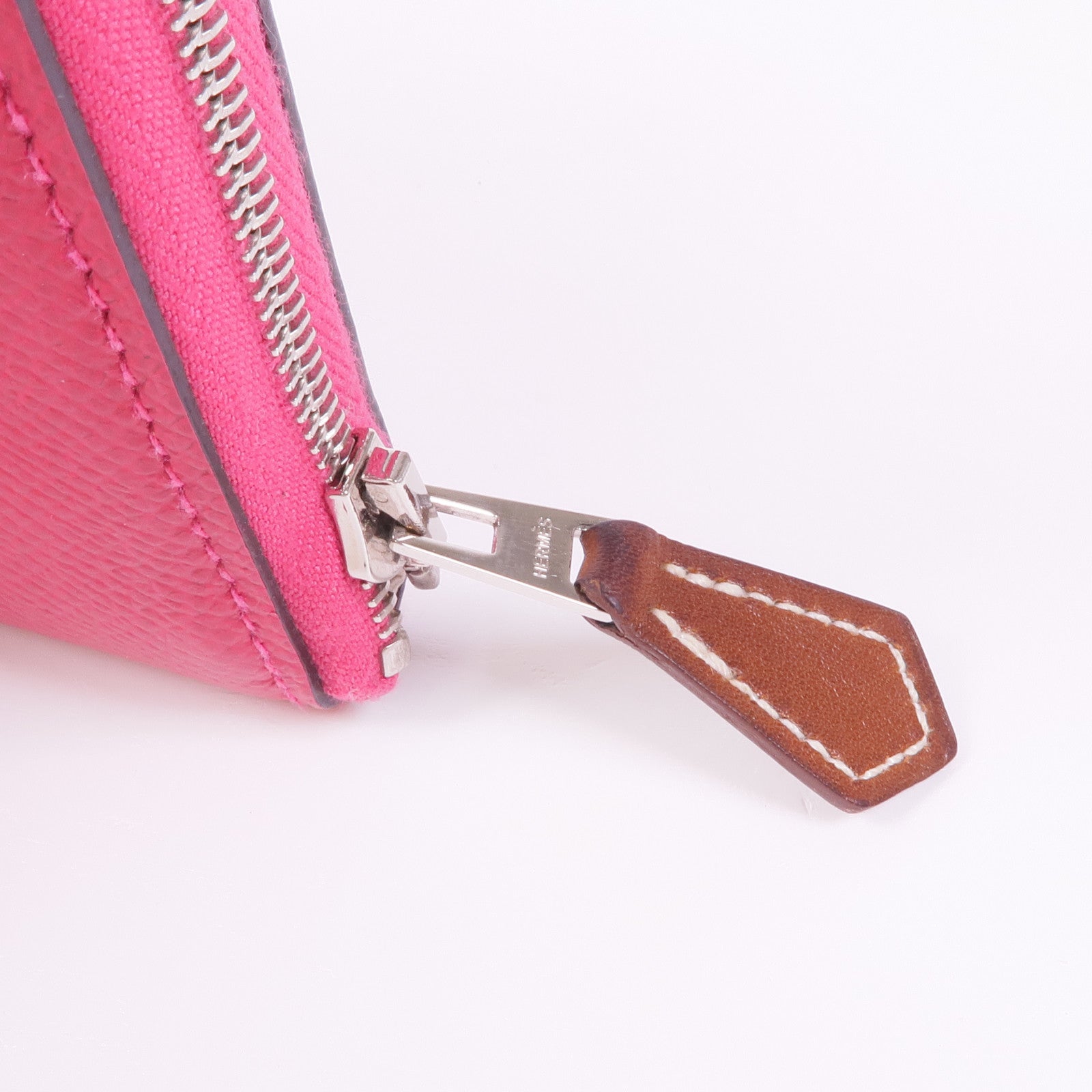 HERMES Epsom皮革Silk'In Compact Wallet銀扣錢包Rose Extreme