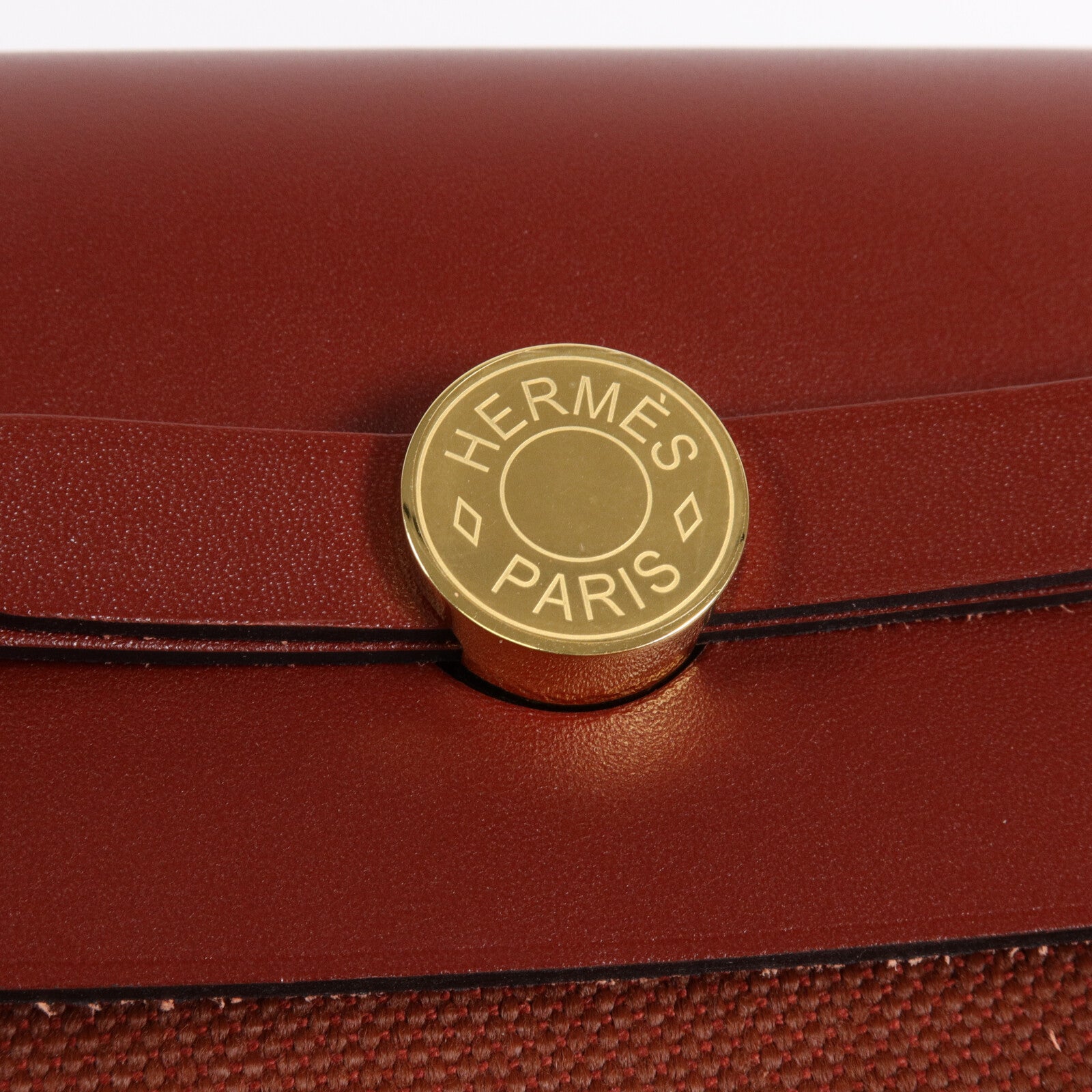 HERMES 帆布/皮革Mini Herbag肩背袋Rouge H