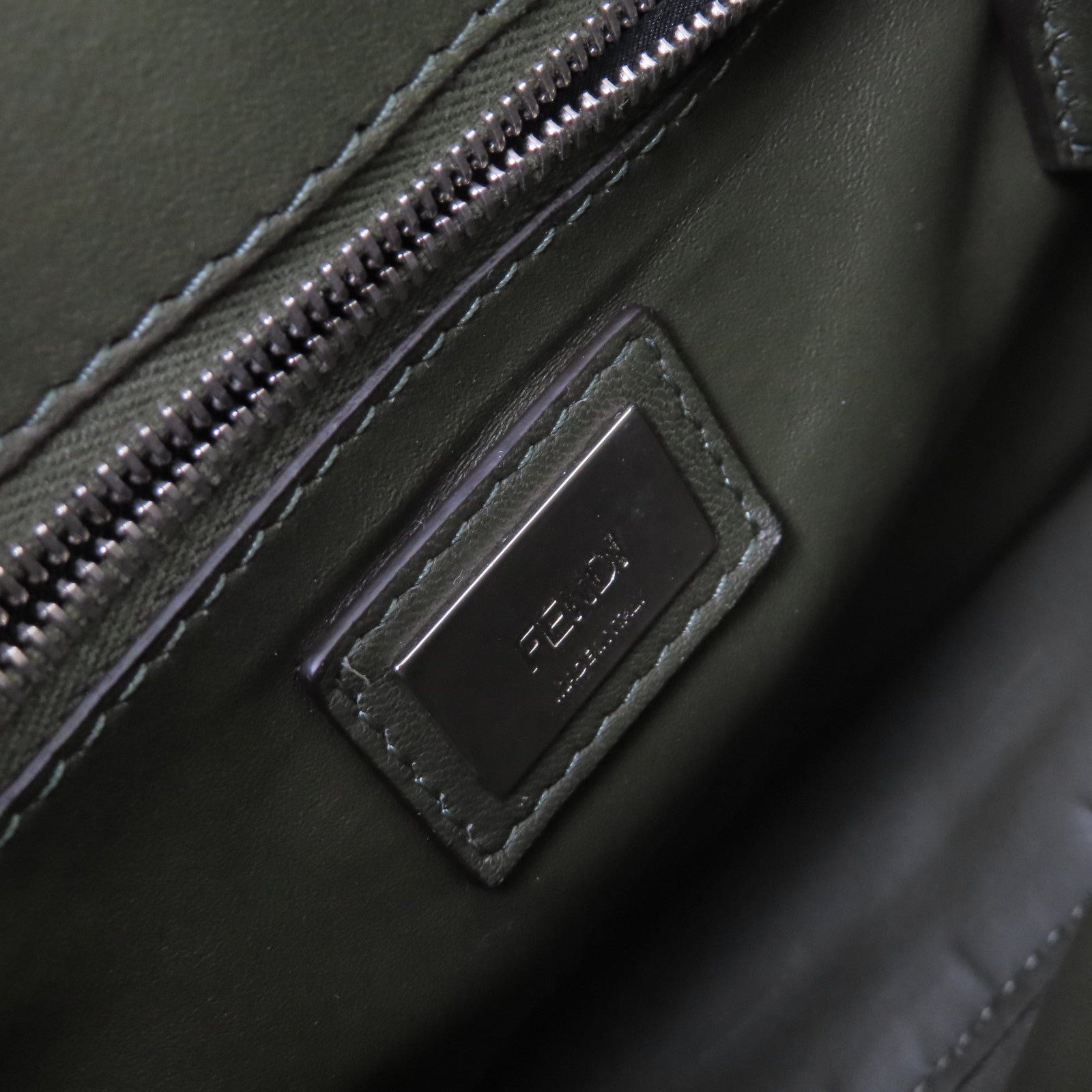 FENDI 牛皮皮革/蛇皮皮革Peekaboo Mini 2Way Shoulder Bag銀扣手挽肩背兩用袋綠色