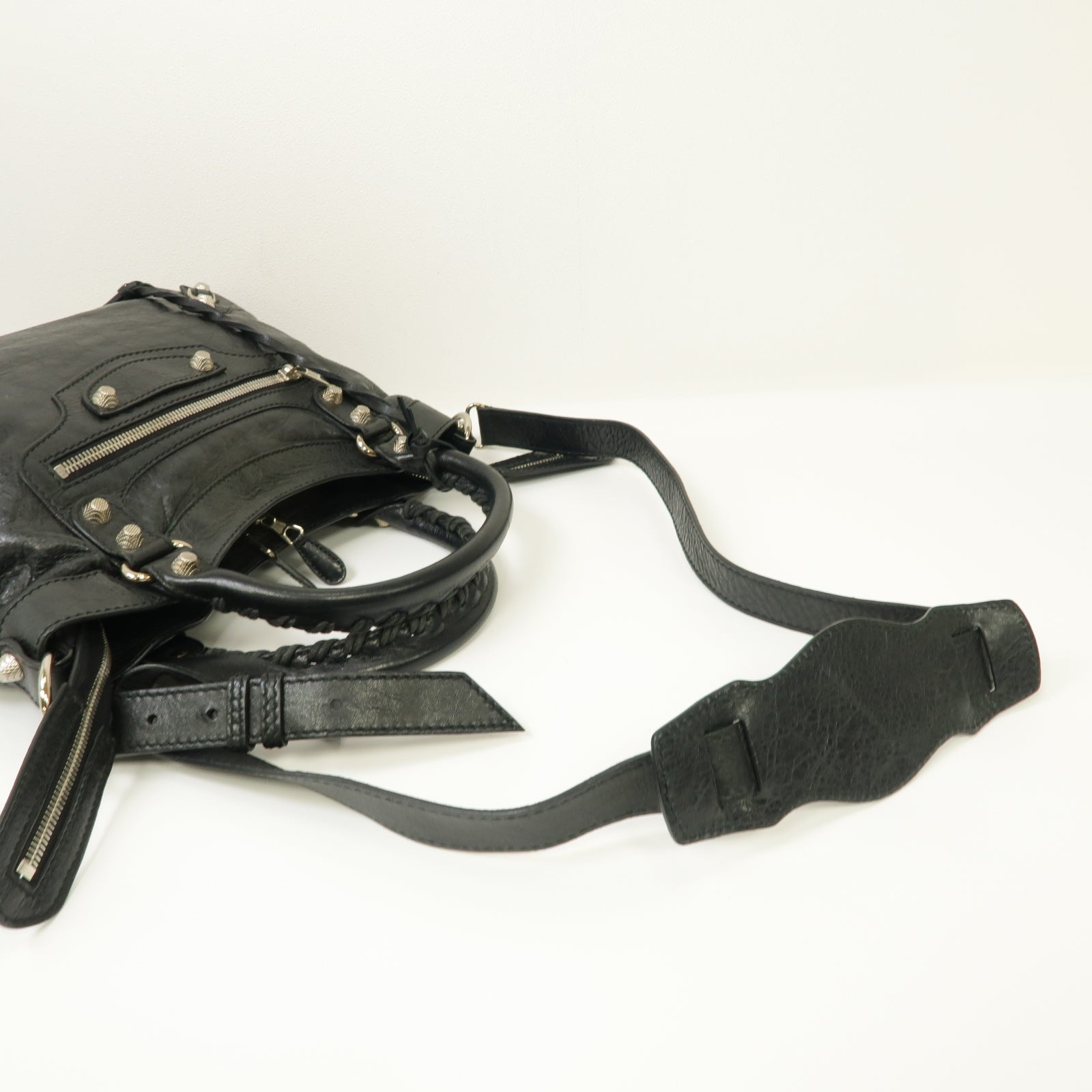 BALENCIAGA 牛皮皮革Giant Town銀扣手挽肩背兩用袋白色