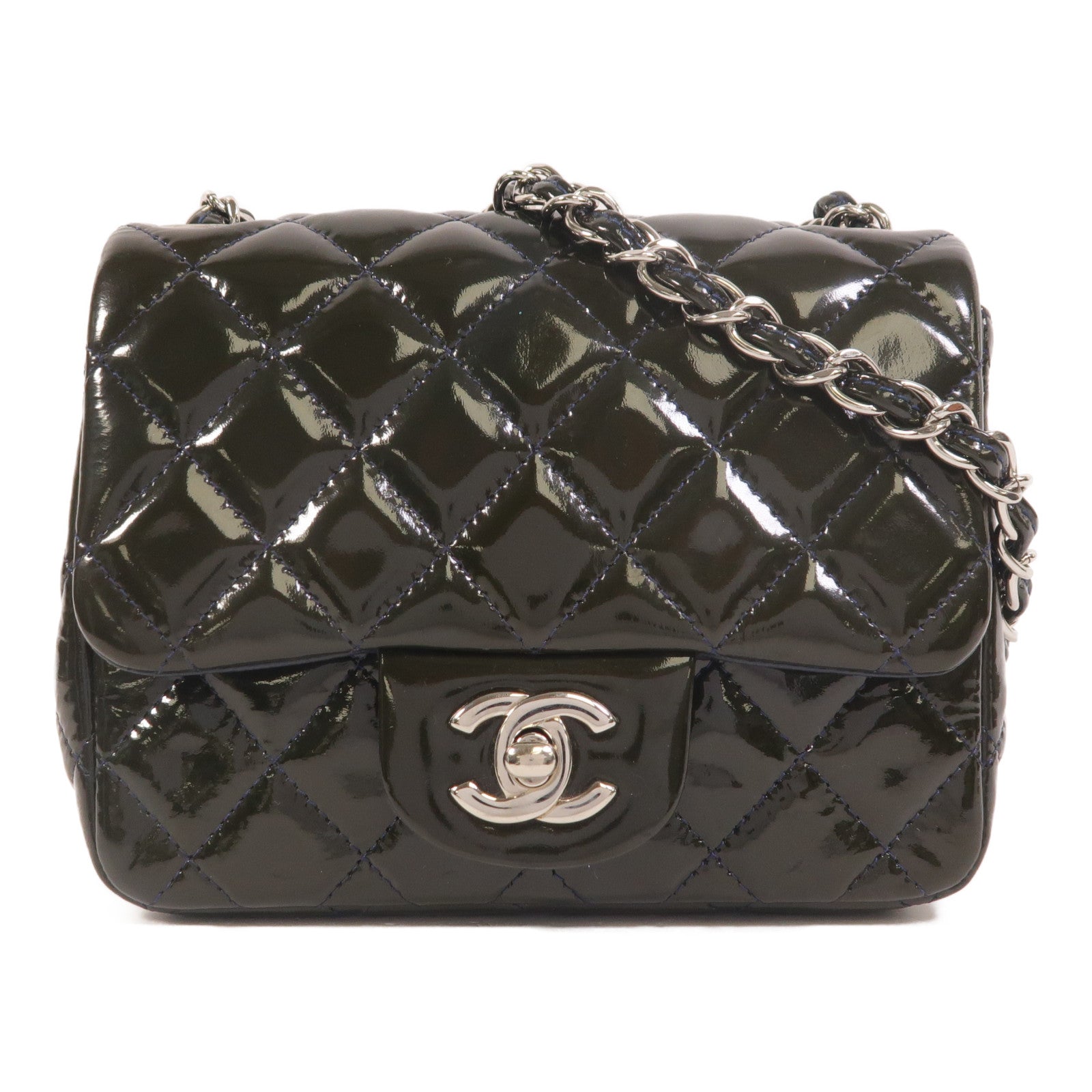 CHANEL 漆皮皮革Mini Classic 17鏈帶肩背袋