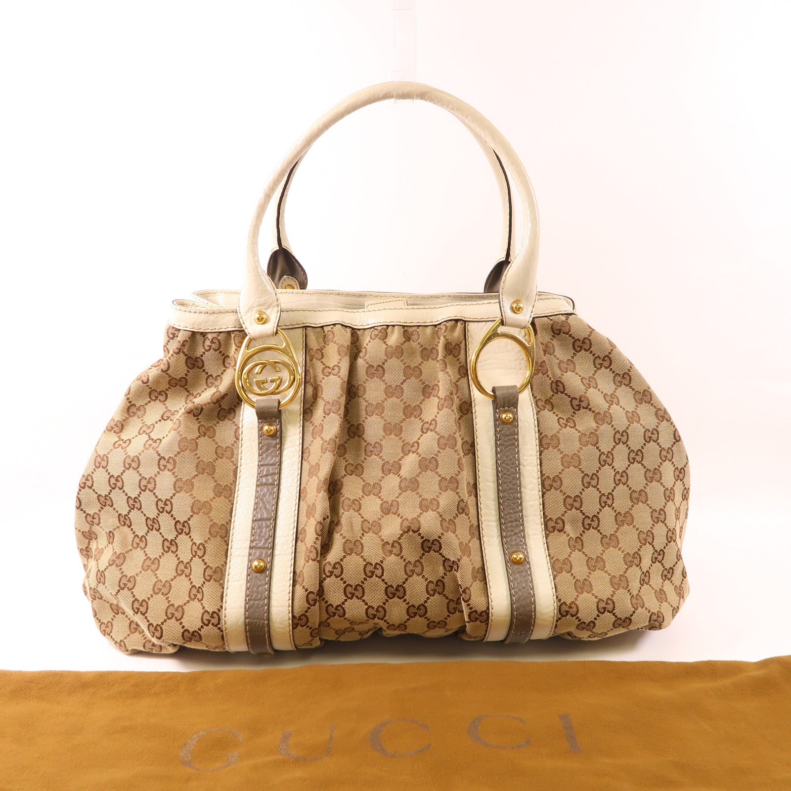 GUCCI 【激減優惠】帆布Interlocking GG Tote Bag金扣肩背袋