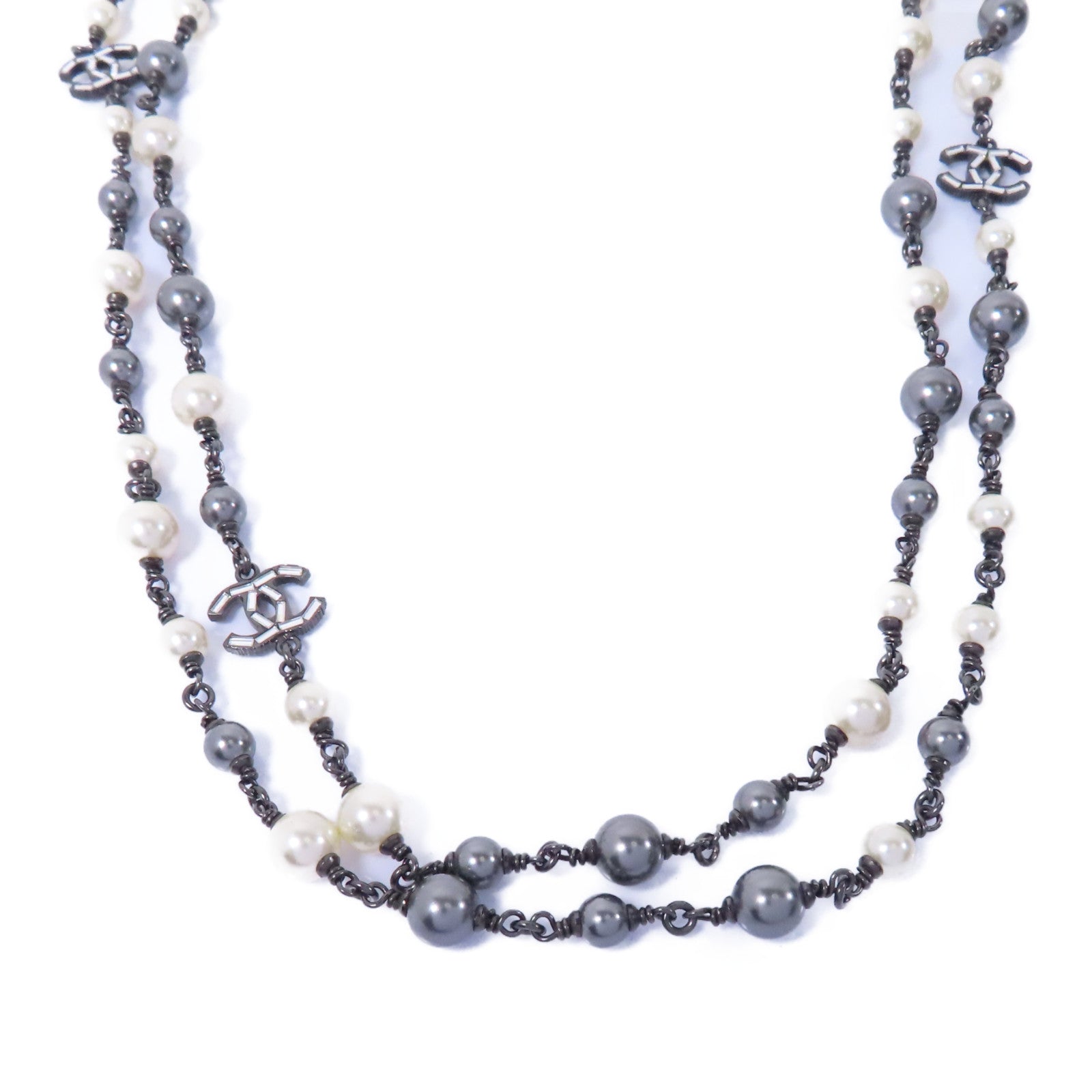 CHANEL 【激減優惠】金屬Necklace項鍊白色/銀色