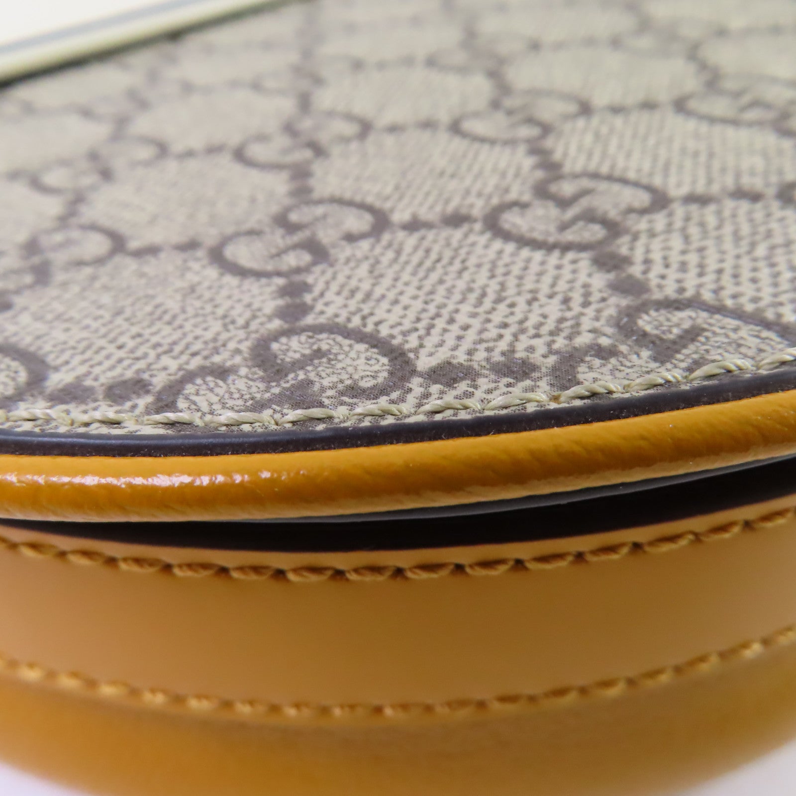 GUCCI GG Padlock Shoulder Bag Coated Canvas Calfskin Leather 644524 White Yellow