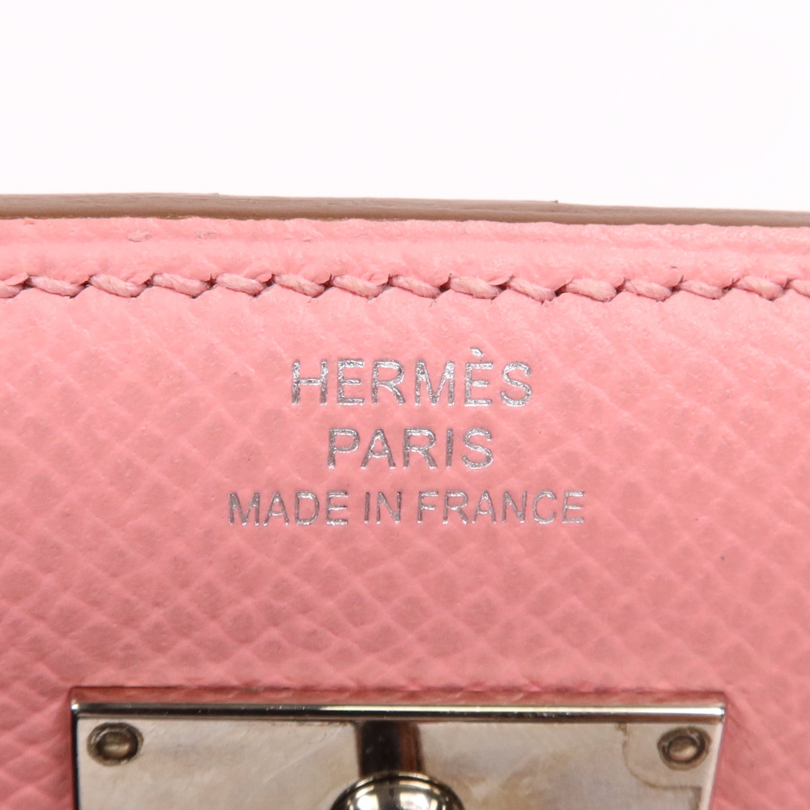 HERMES Epsom皮革Kelly Wallet銀扣長錢包Rose Confetti