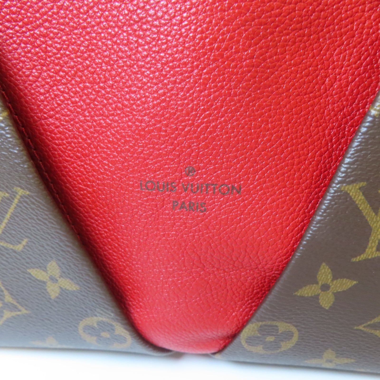 LOUIS VUITTON Monogram V Tote MM金扣手挽肩背兩用袋紅色/啡色