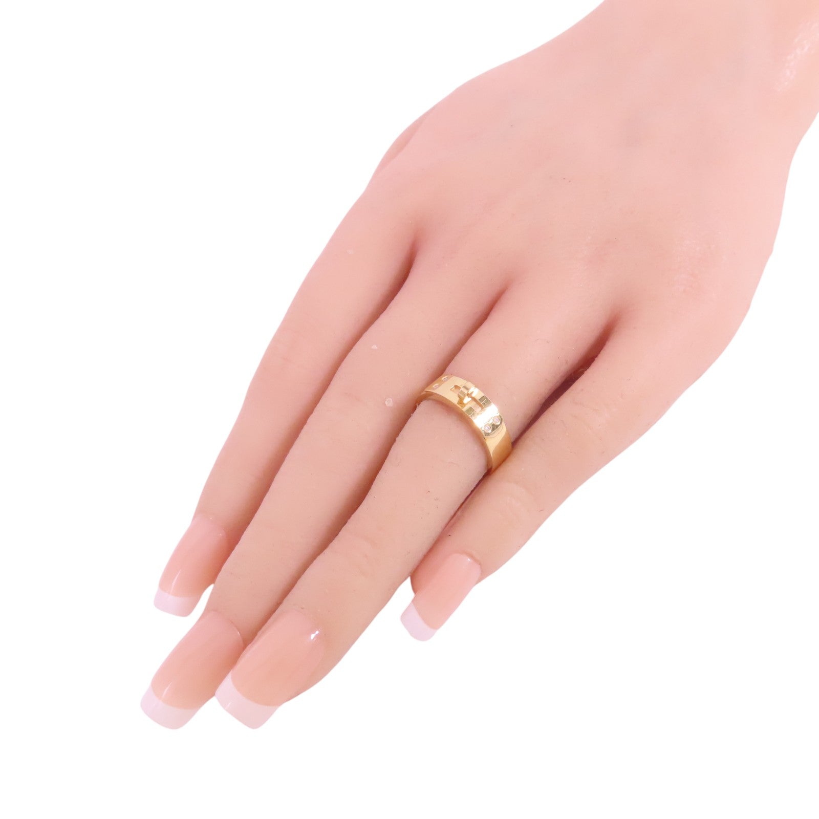 HERMES 18K玫瑰金/鑽石4Did Small Kelly Ring戒指#50/US#5