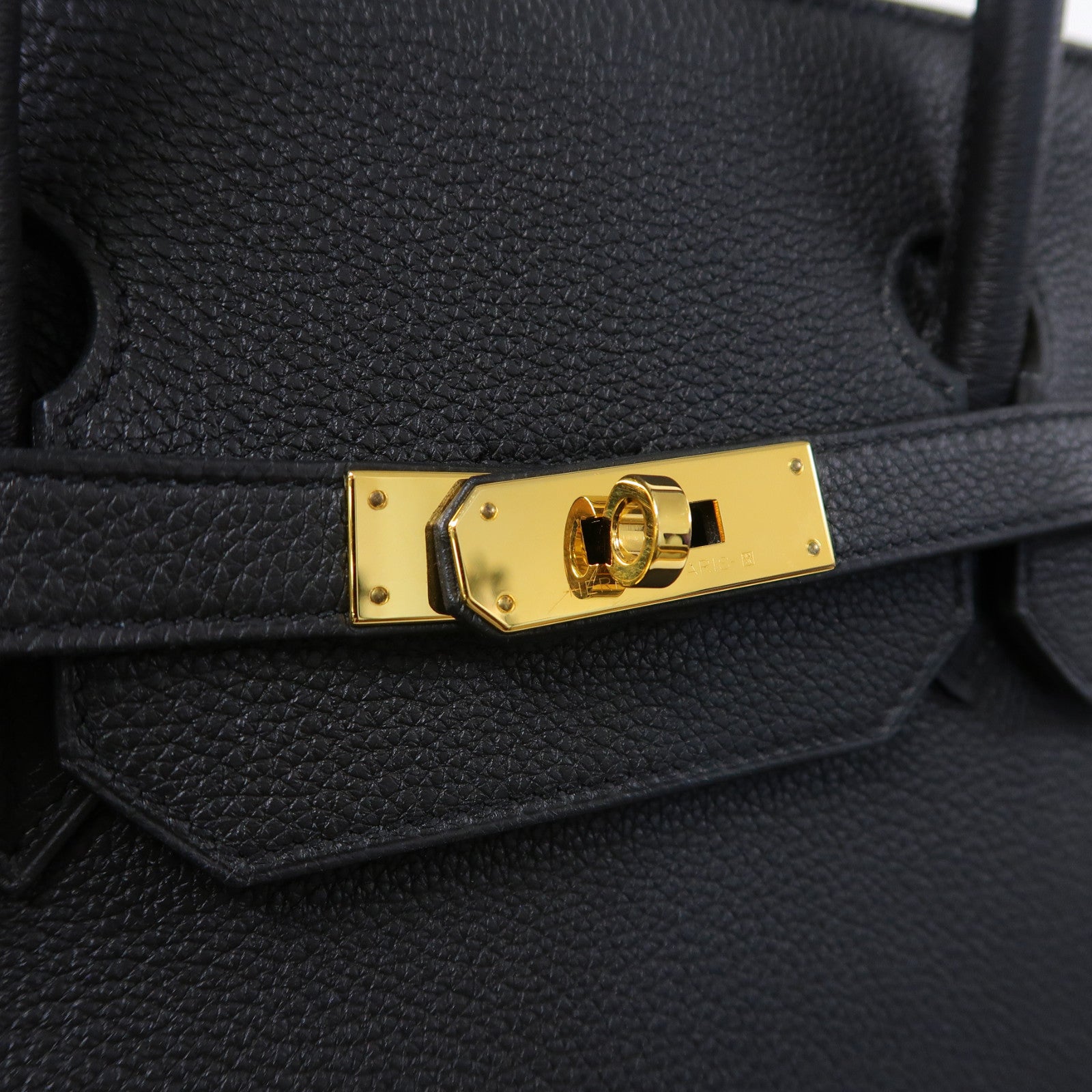 HERMES Clemence皮革Birkin 40金扣手挽袋黑色