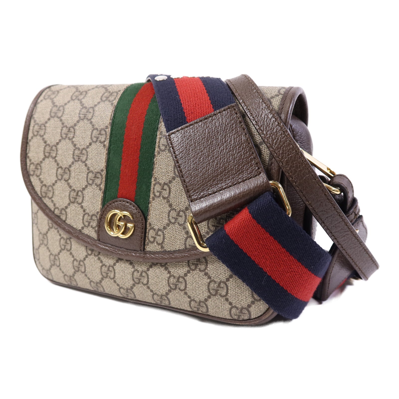 GUCCI 塗層帆布Ophidia GG金扣肩背袋