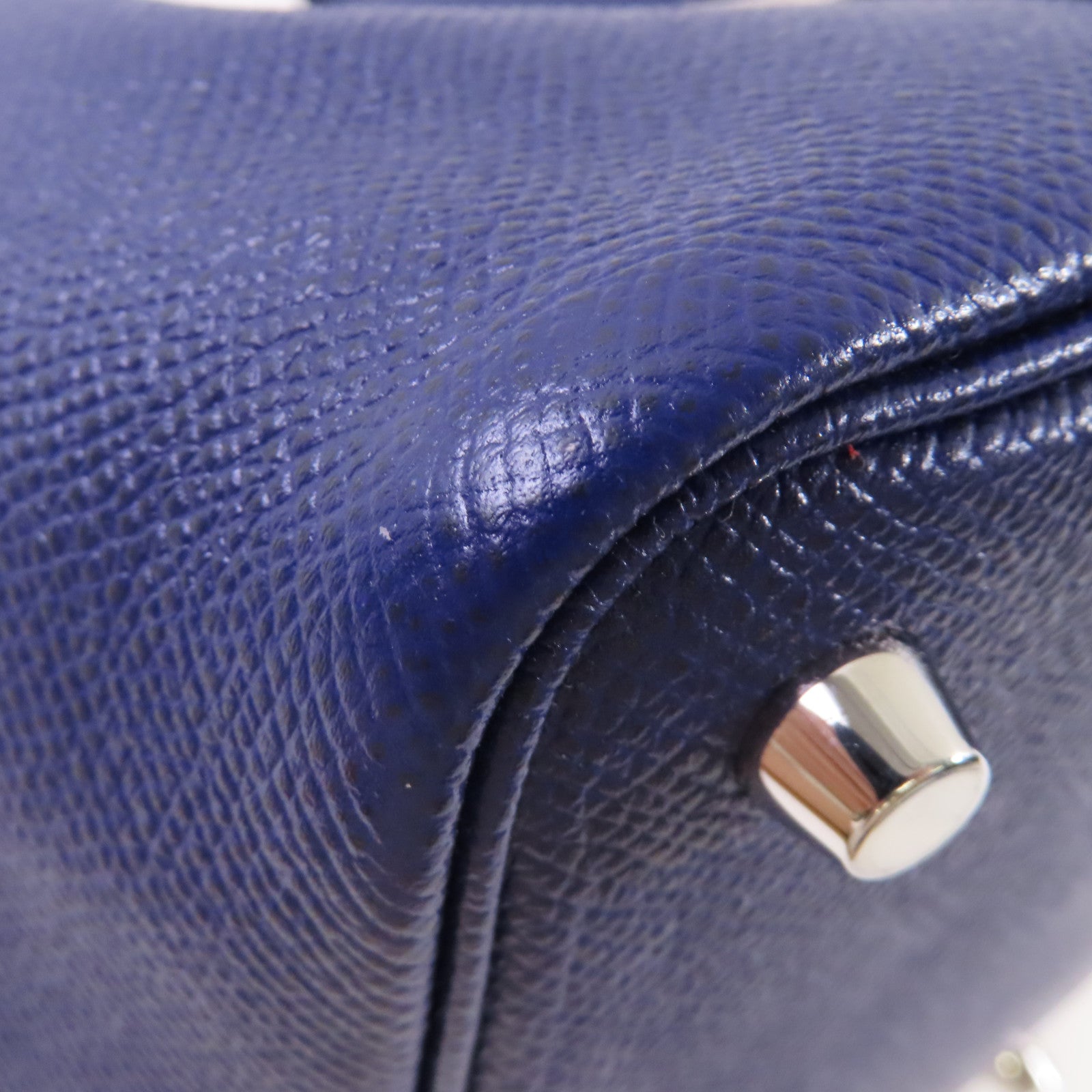 HERMES Epsom皮革Picotin PM Tote Bag銀扣手挽袋藍色