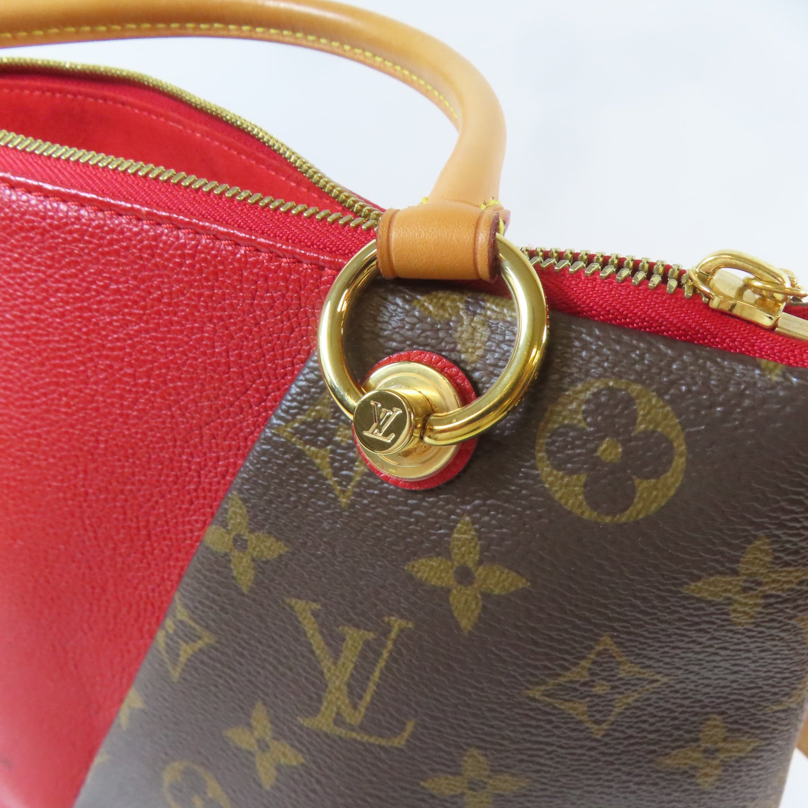 LOUIS VUITTON Monogram V Tote MM金扣手挽肩背兩用袋紅色/啡色