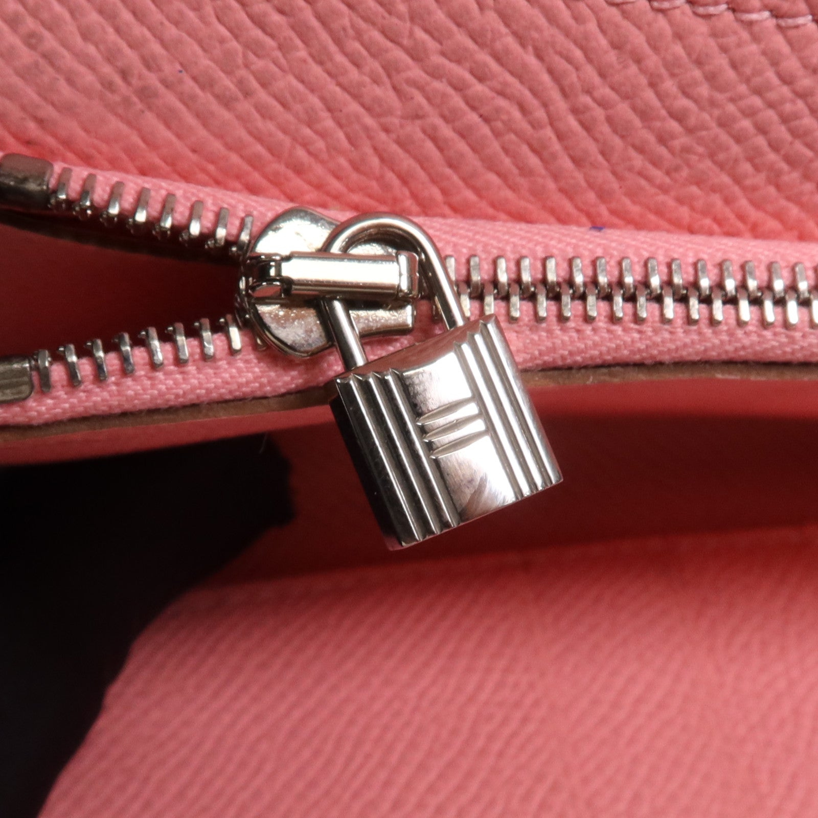 HERMES Epsom皮革Kelly Wallet銀扣長錢包Rose Confetti