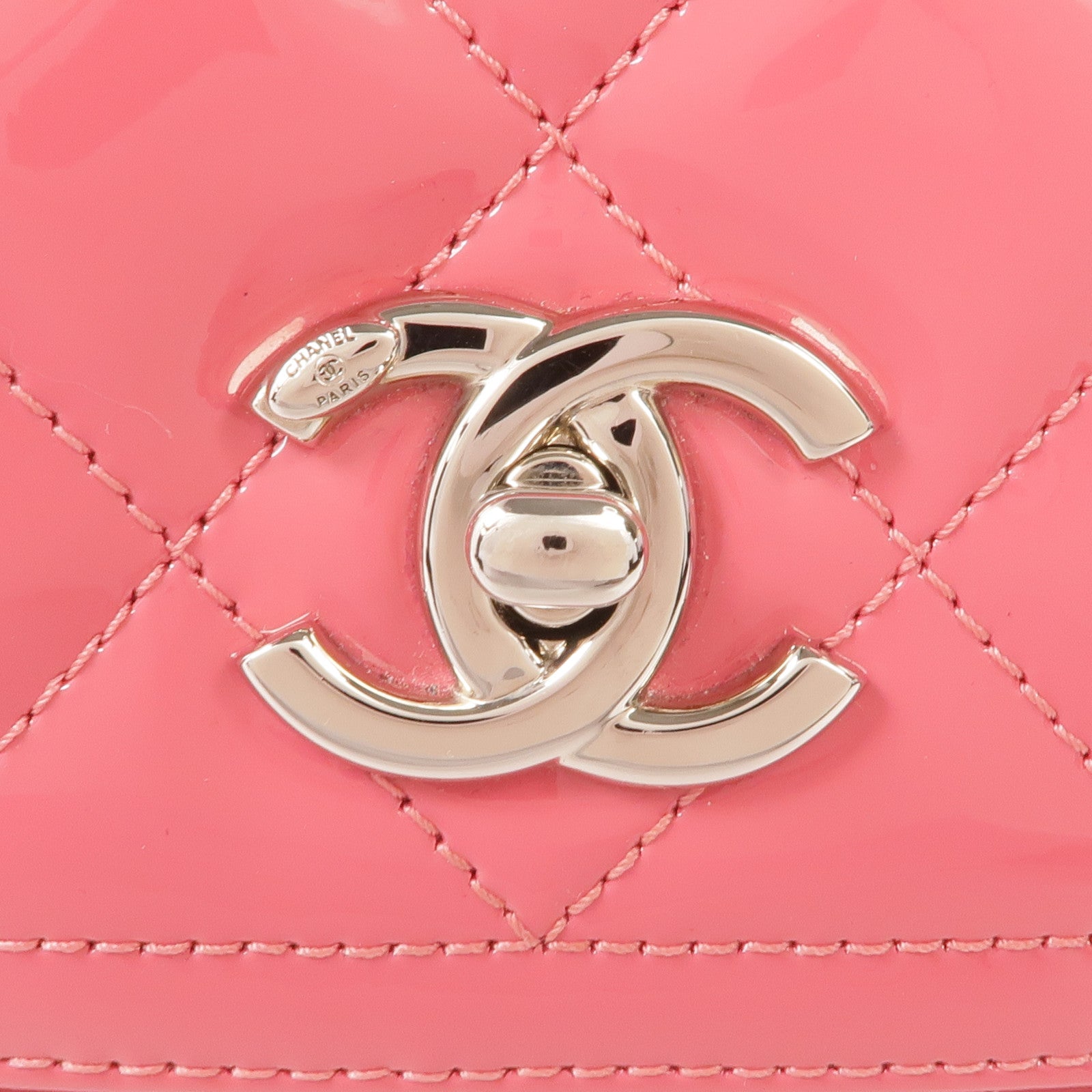 CHANEL 漆皮皮革Chain Shoulder銀扣鏈帶肩背袋