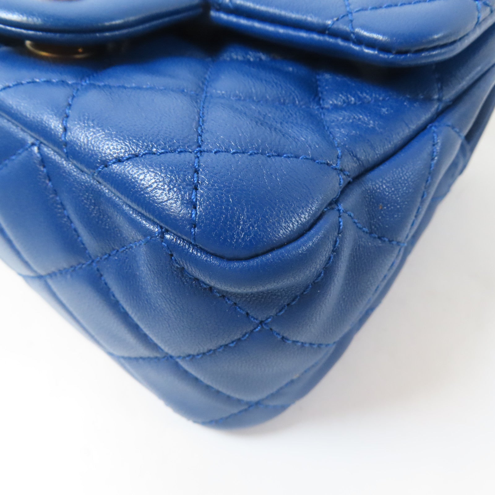 CHANEL 菱格羊皮皮革Chain Shoulder Bag金扣鏈帶肩背袋藍色