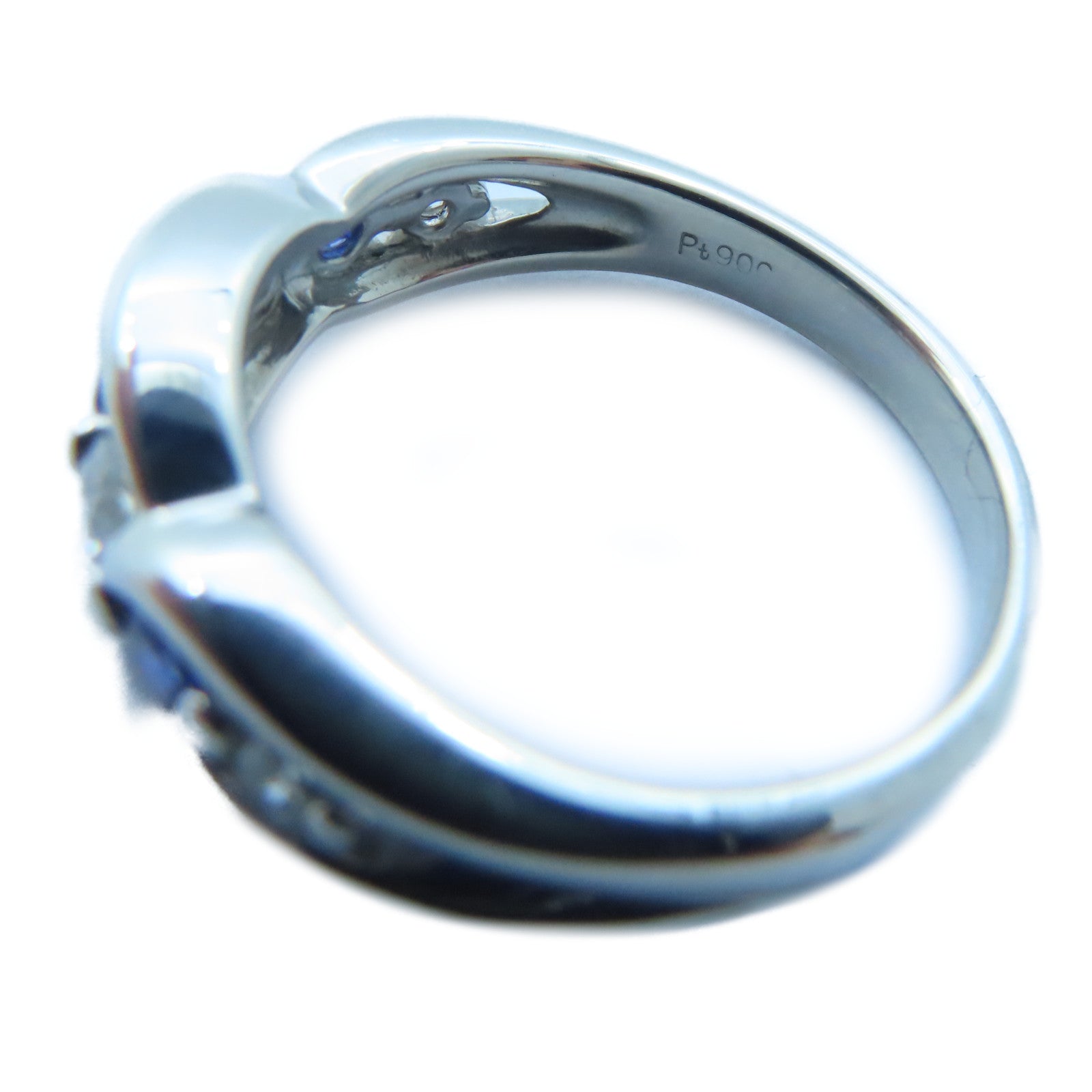 JEWELRY 【激減優惠】PT900白金Sapphire/Diamond Ring 0.35ct藍寶石/0.29ct鑽石戒指US#6.25