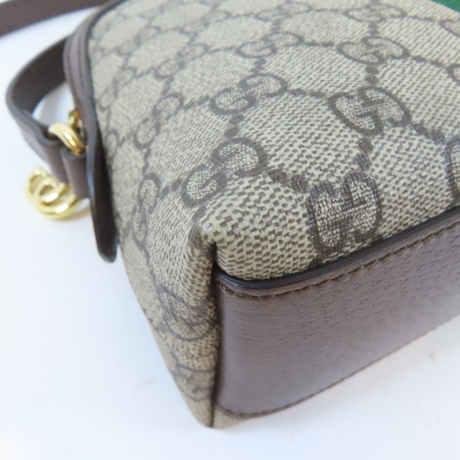 GUCCI 塗層帆布Ophidia GG金扣肩背袋啡色