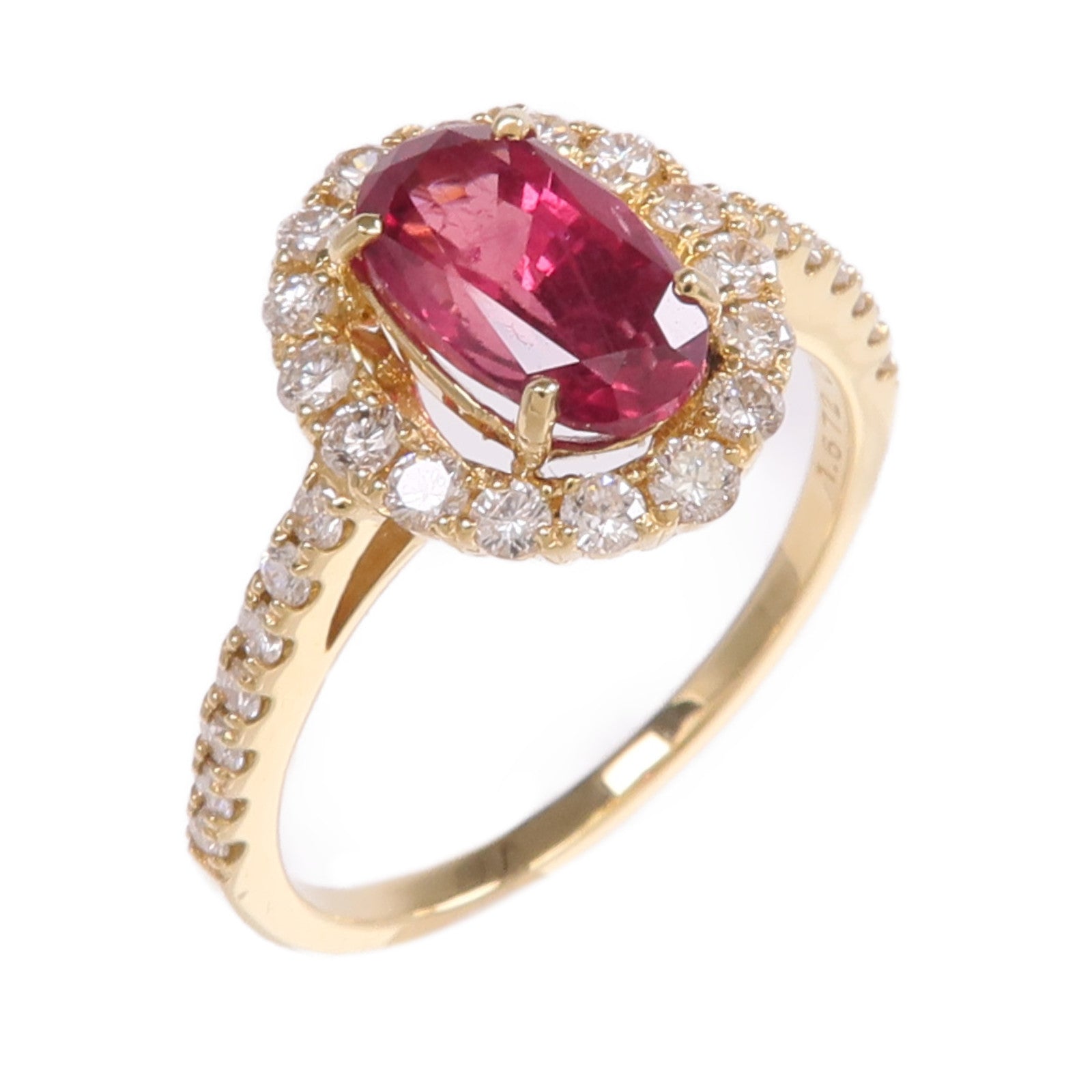 JEWELRY 【激減優惠】18K黃金Ruby Diamond Ring紅寶石/鑽石戒指US#6.75