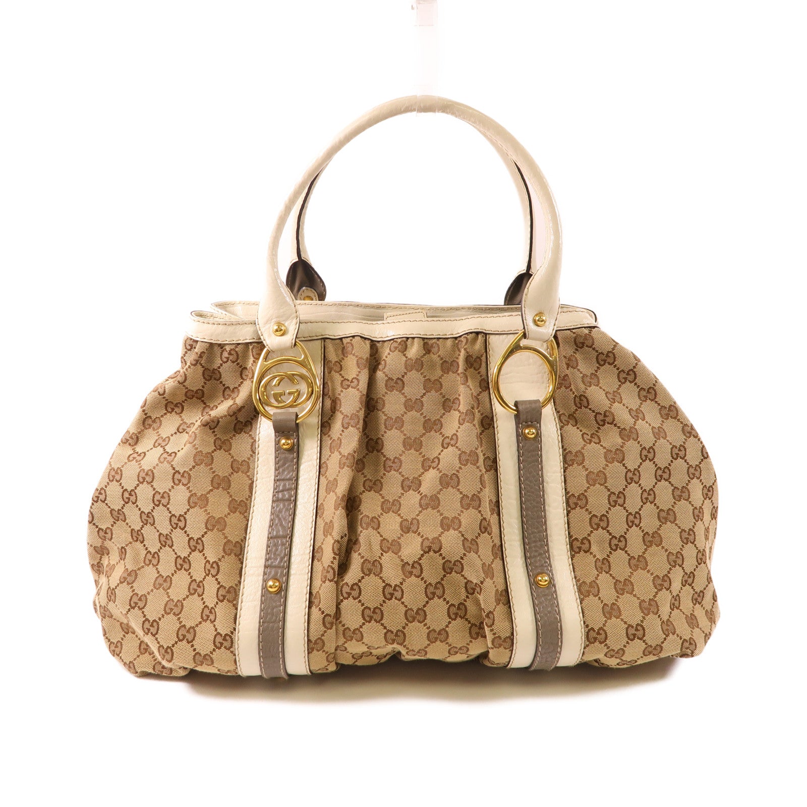 GUCCI 帆布Interlocking GG Tote Bag金扣肩背袋