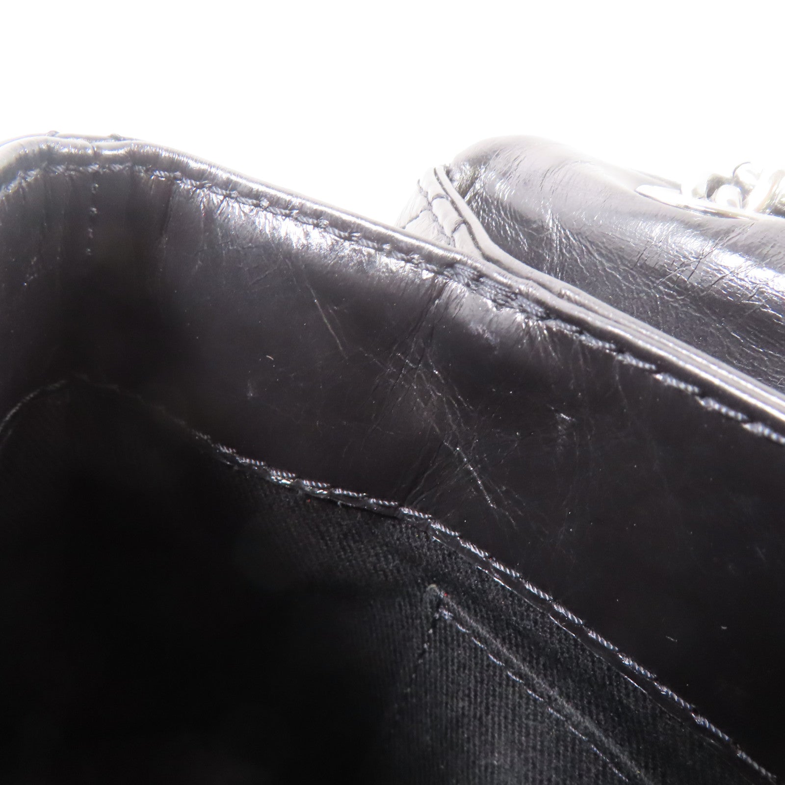 CHANEL 皮革2 Way Shoulder銀扣鏈帶肩背袋黑色