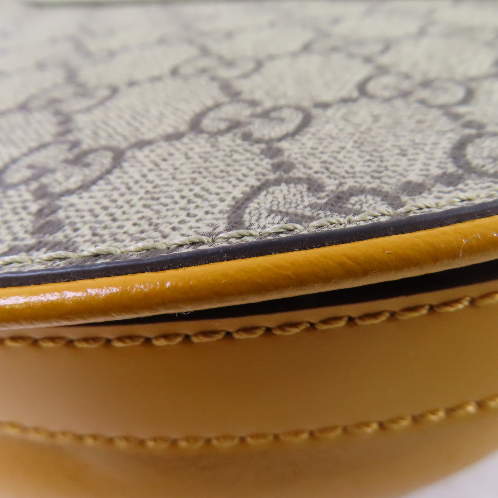 GUCCI GG Padlock Shoulder Bag Coated Canvas Calfskin Leather 644524 White Yellow