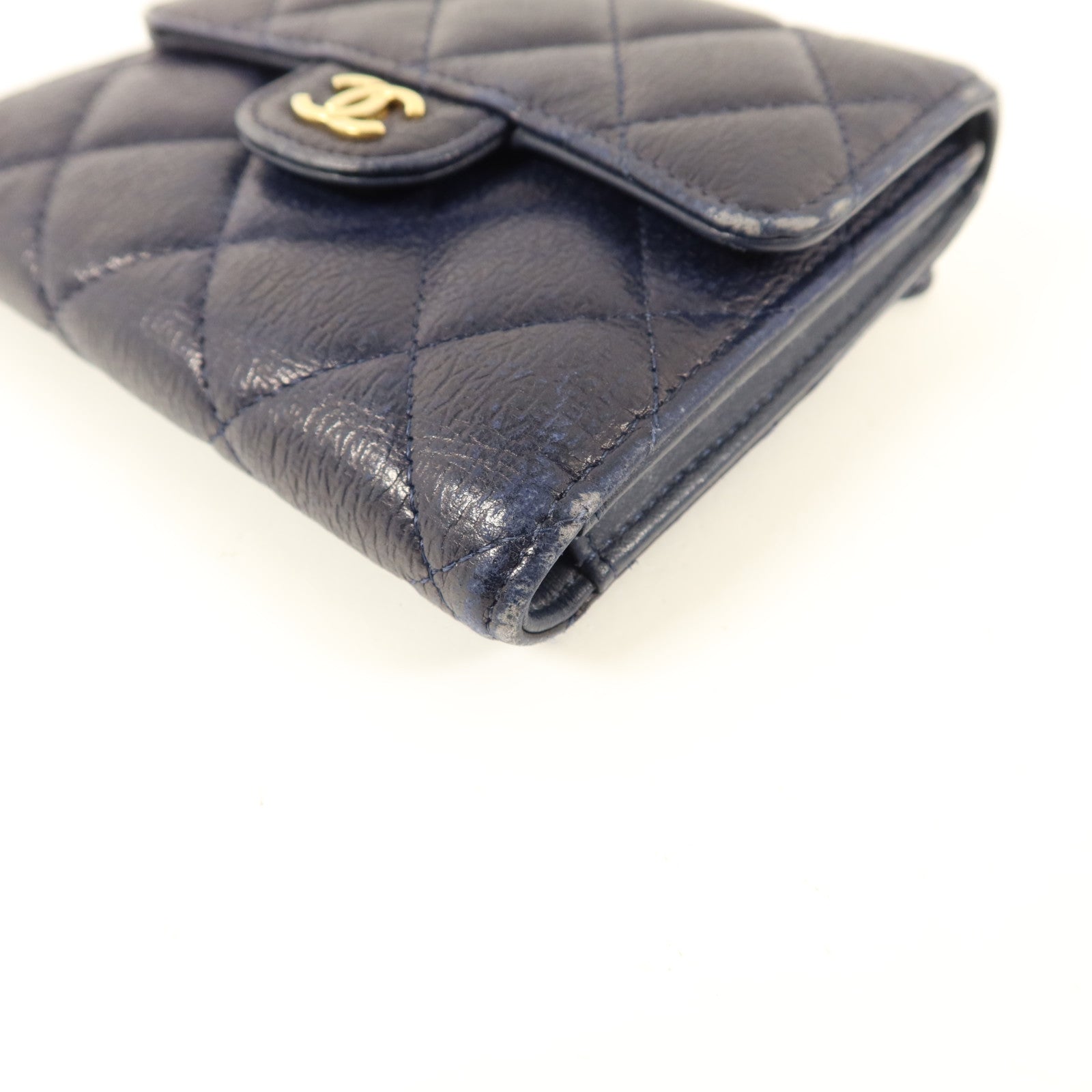 CHANEL 牛皮皮革Trifold Wallet金扣錢包