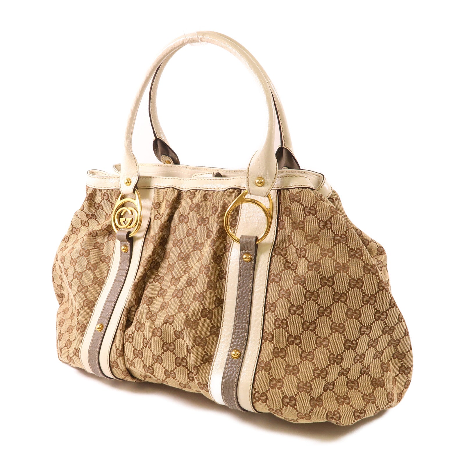 GUCCI 帆布Interlocking GG Tote Bag金扣肩背袋