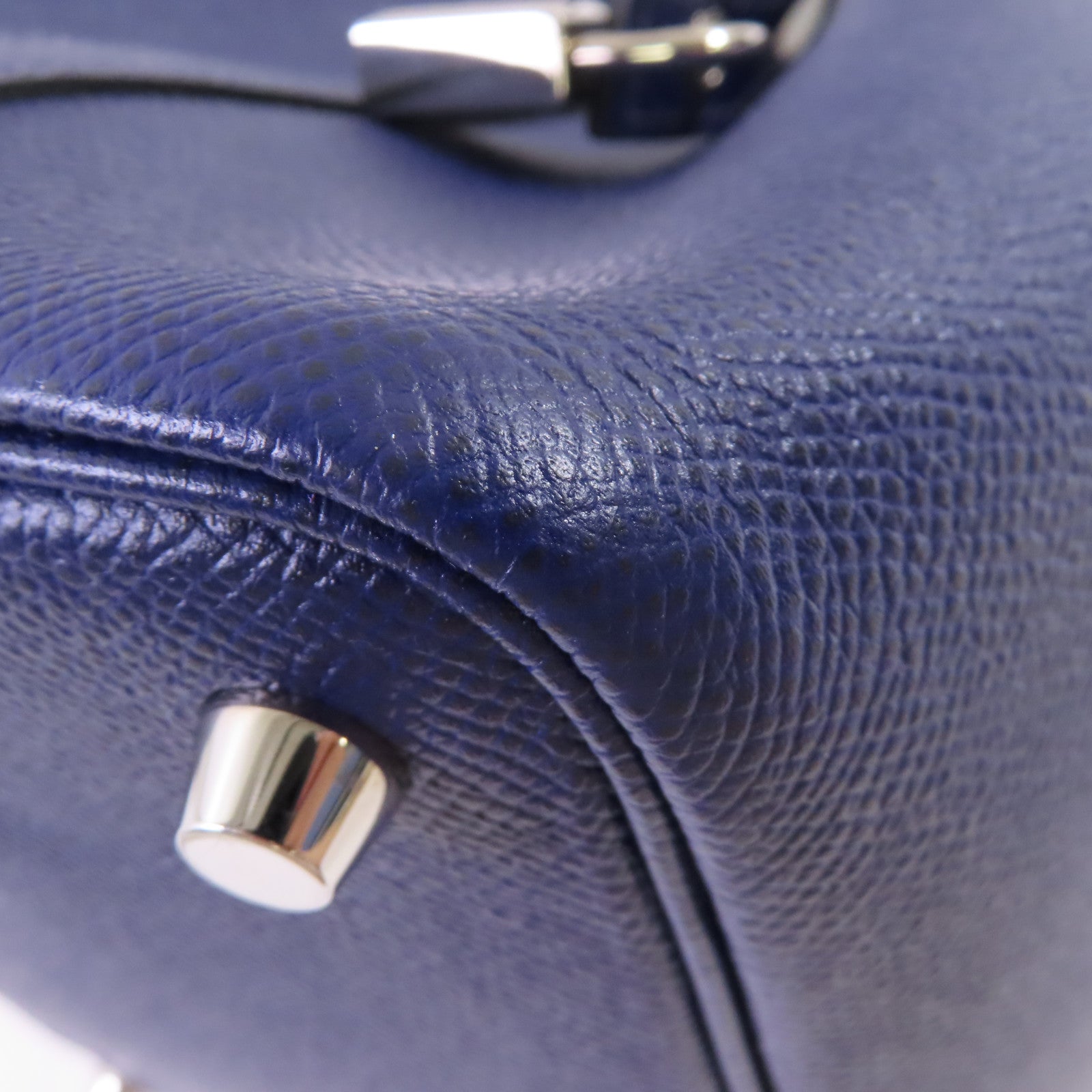 HERMES Epsom皮革Picotin PM Tote Bag銀扣手挽袋藍色