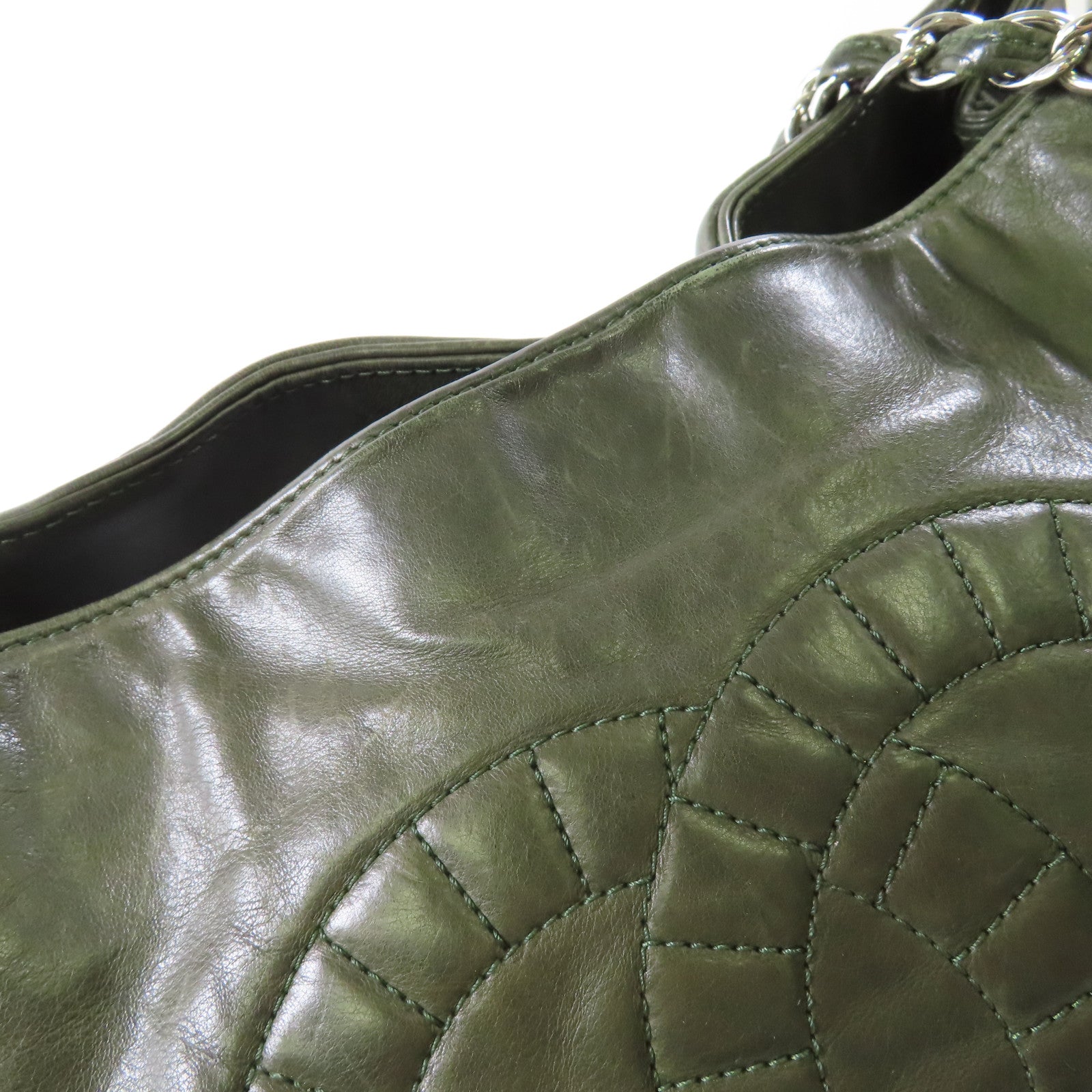 CHANEL CC SHW Tote Bag Chain Tote Bag Calfskin Leather Green