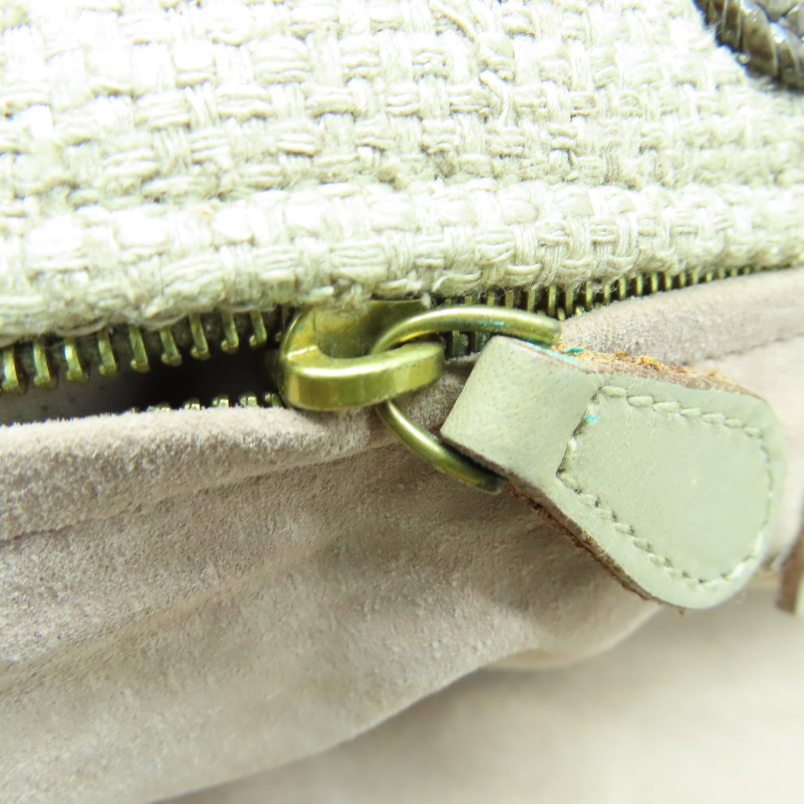 BOTTEGA VENETA 麻質Shoulder Bag金扣肩背袋米色