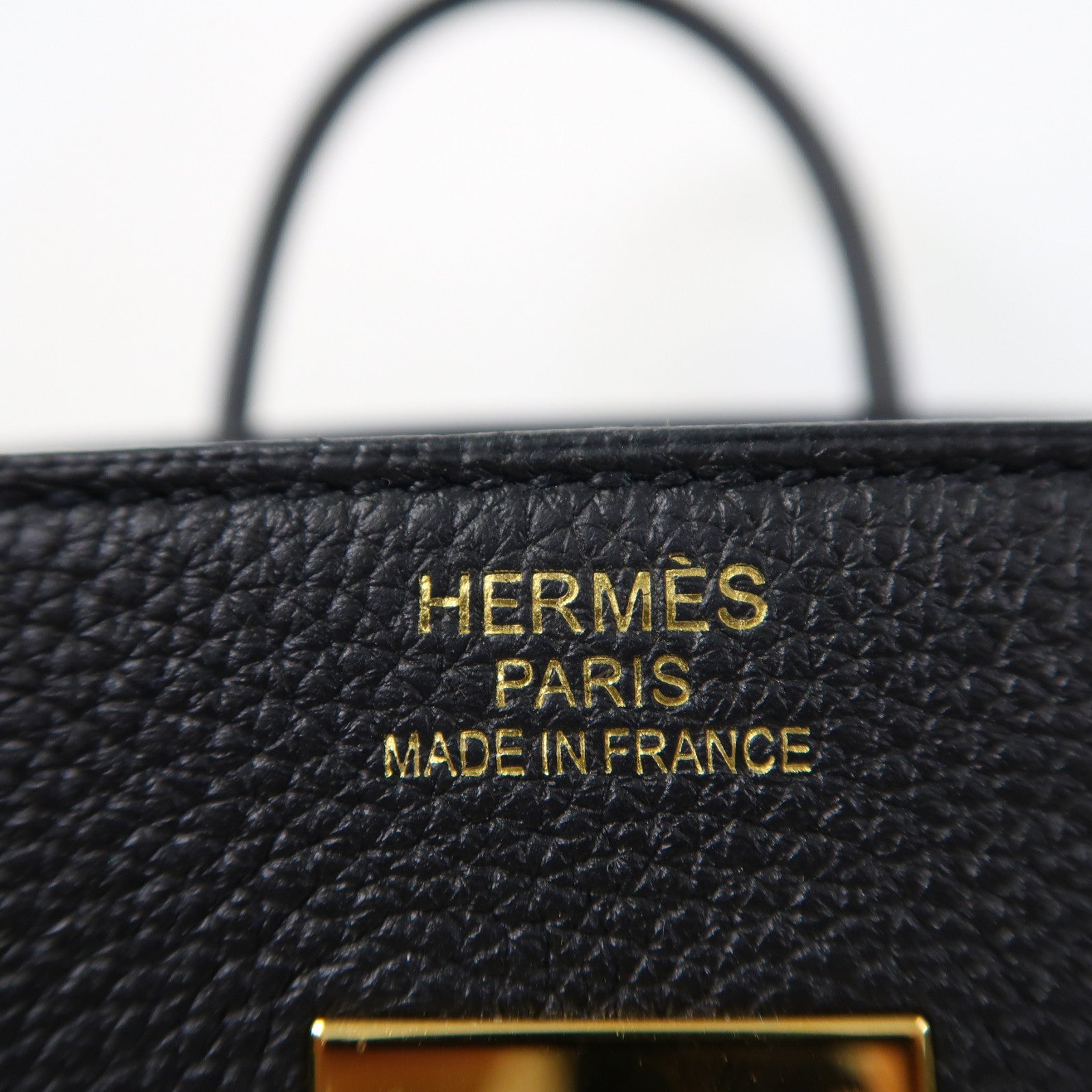 HERMES Clemence皮革Birkin 40金扣手挽袋黑色