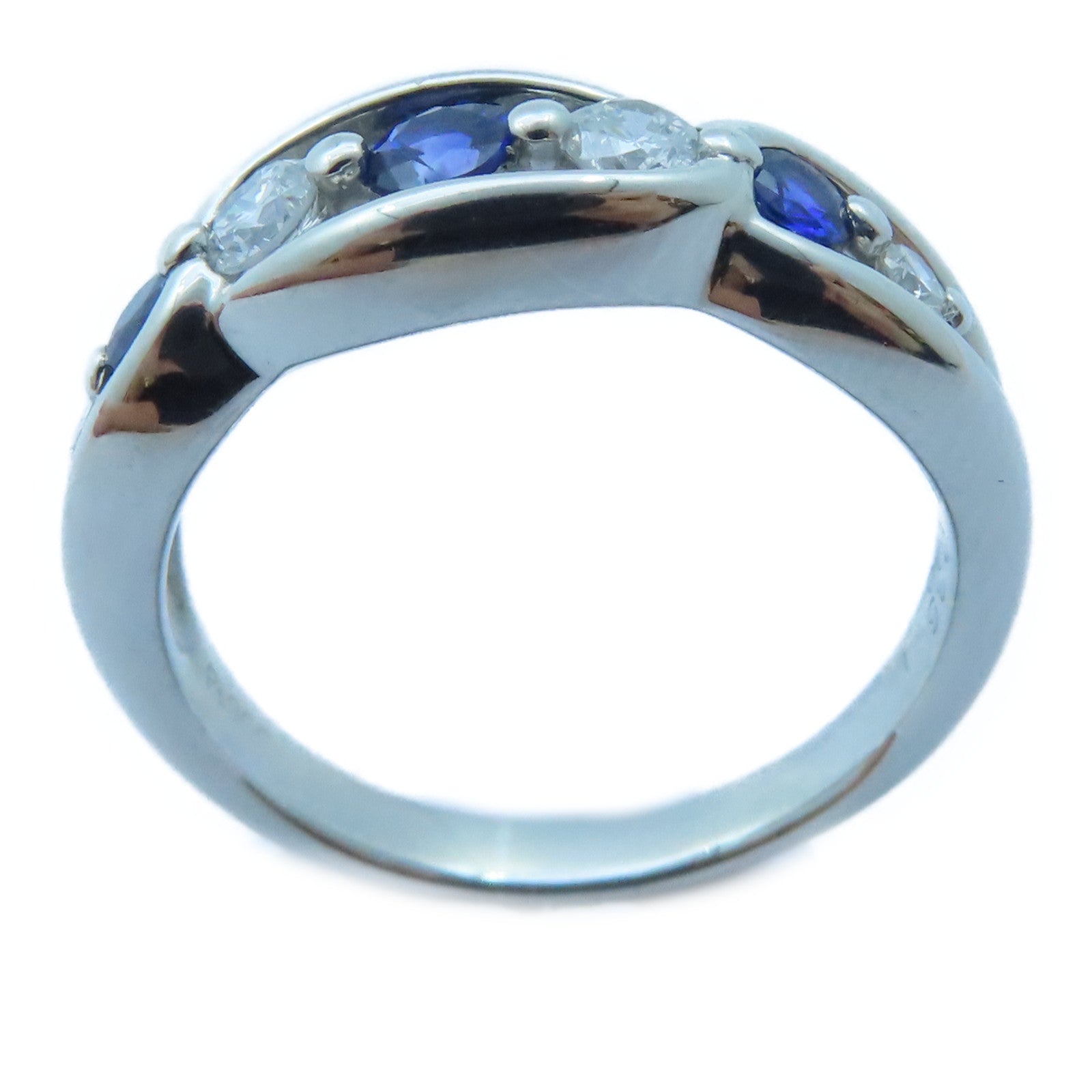 JEWELRY 【激減優惠】PT900白金Sapphire/Diamond Ring 0.35ct藍寶石/0.29ct鑽石戒指US#6.25