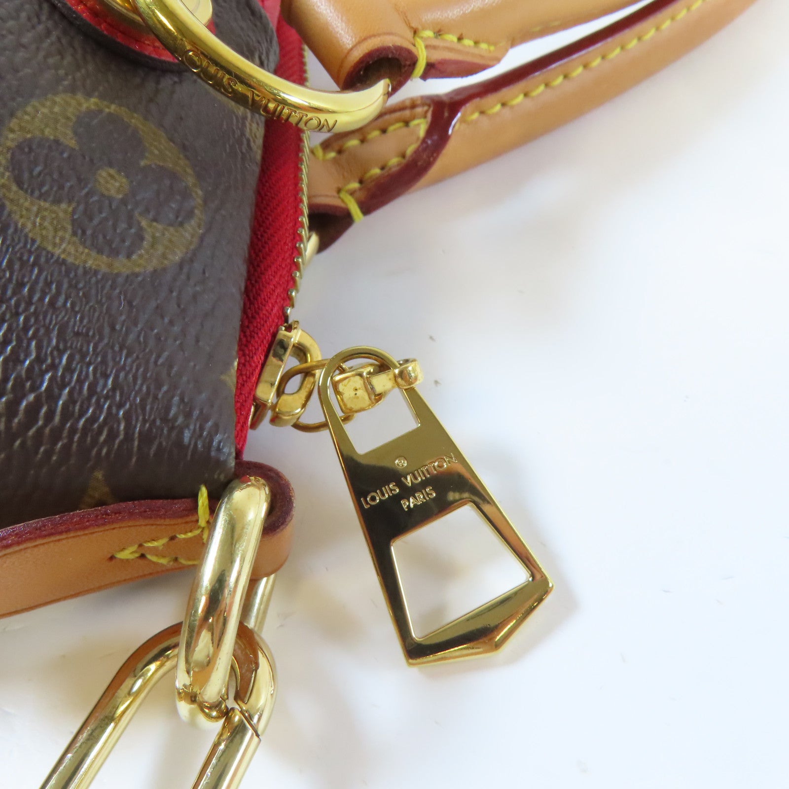 LOUIS VUITTON Monogram V Tote MM金扣手挽肩背兩用袋紅色/啡色