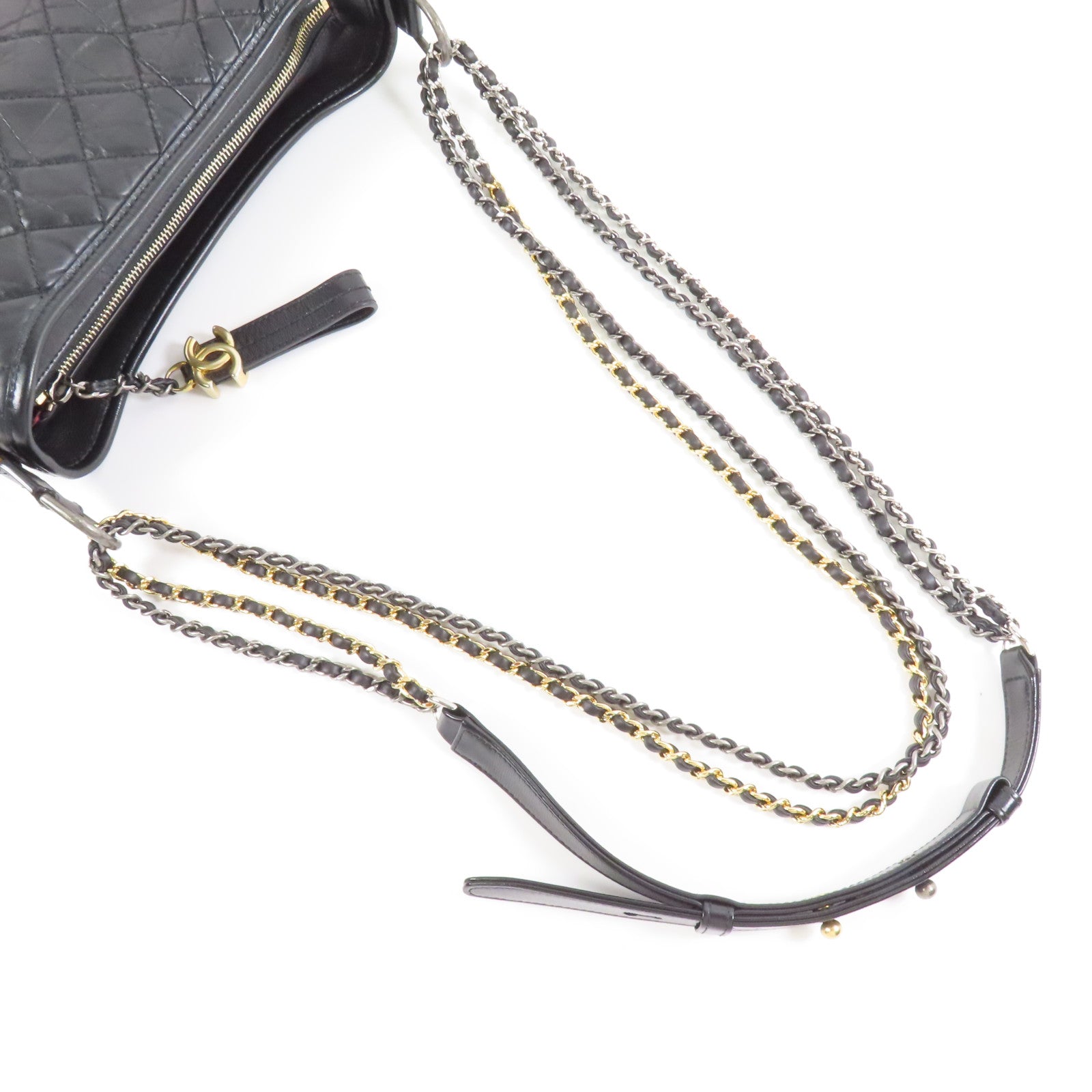 CHANEL CC Gabrielle Medium Chain Shoulder Bag AS1521 Calfskin Leather Black