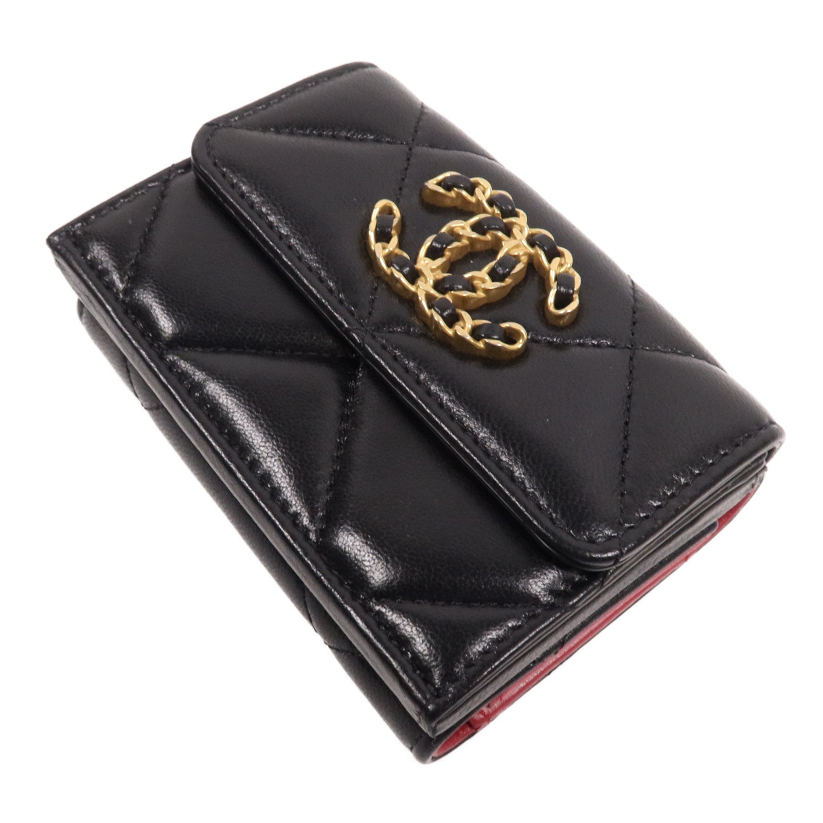 CHANEL 羊皮皮革C19 Wallet金扣錢包