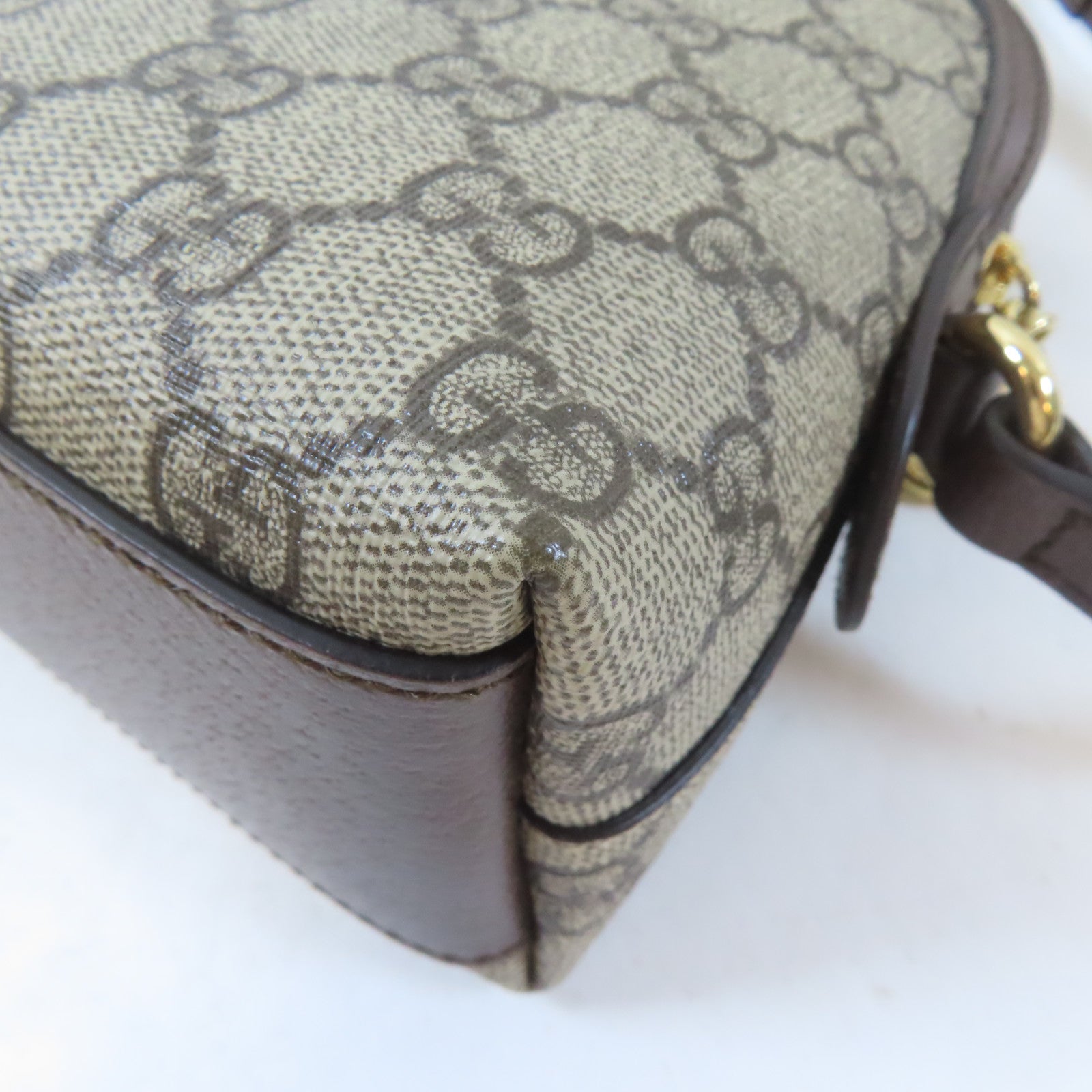 GUCCI 塗層帆布Ophidia GG金扣肩背袋啡色