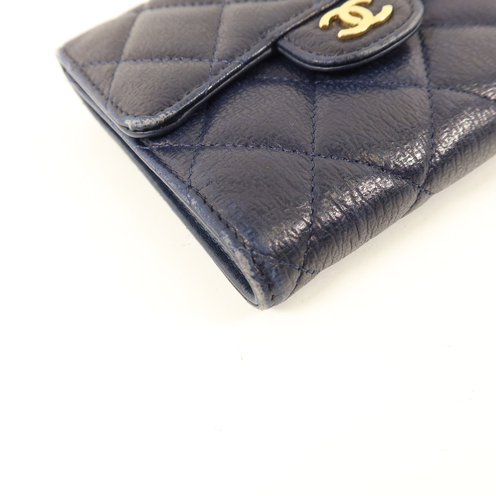 CHANEL 牛皮皮革Trifold Wallet金扣錢包