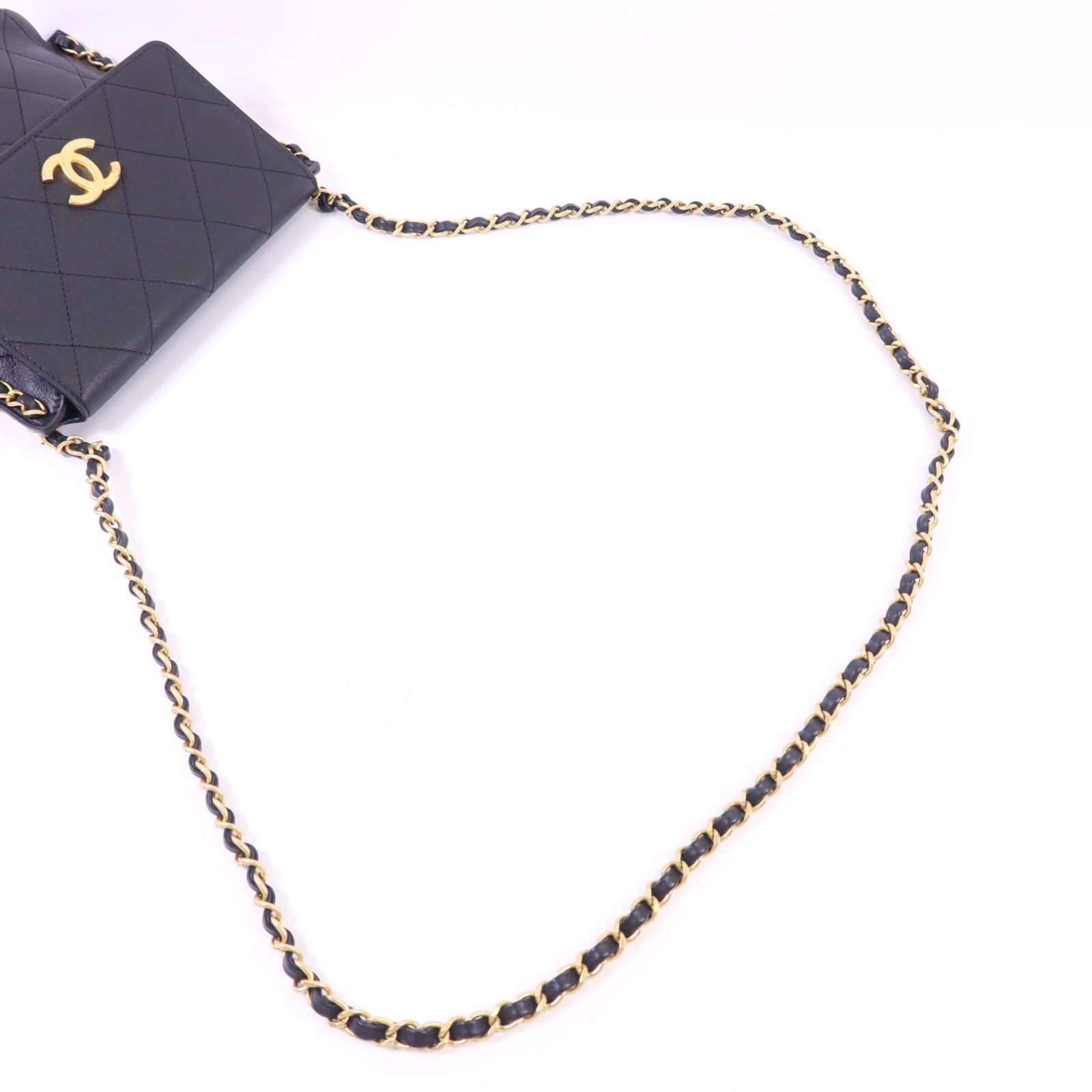 CHANEL 牛皮皮革Chain Shoulder Bag金扣鏈帶肩背袋