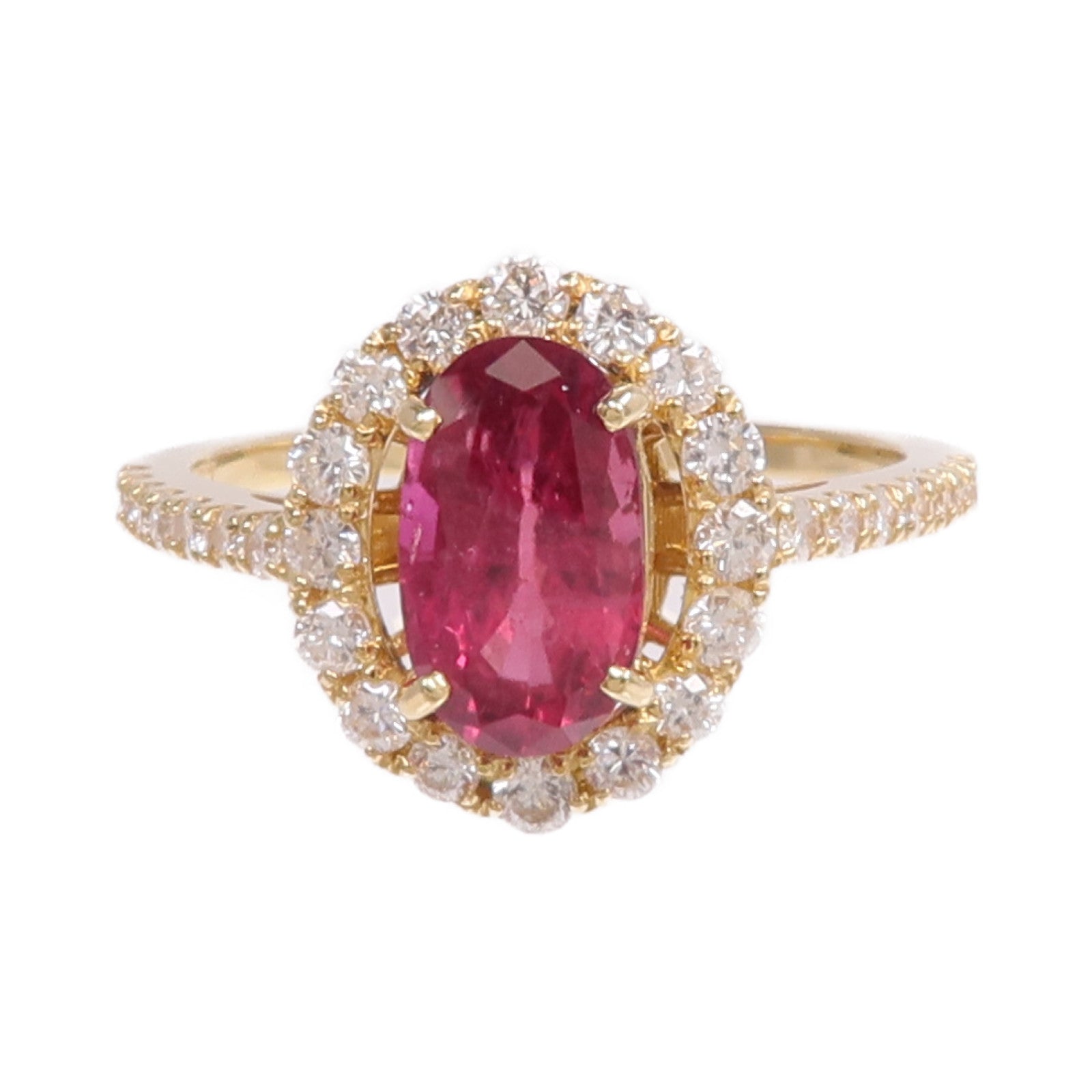 JEWELRY 【激減優惠】18K黃金Ruby Diamond Ring紅寶石/鑽石戒指US#6.75