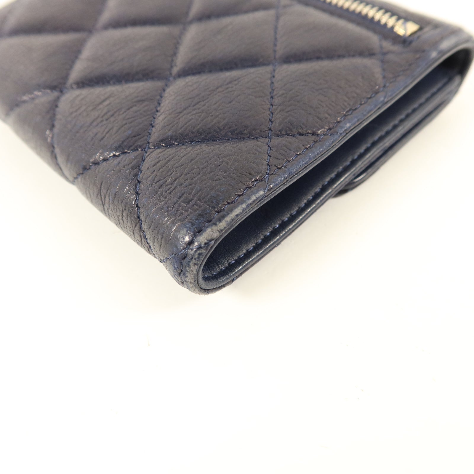 CHANEL 牛皮皮革Trifold Wallet金扣錢包